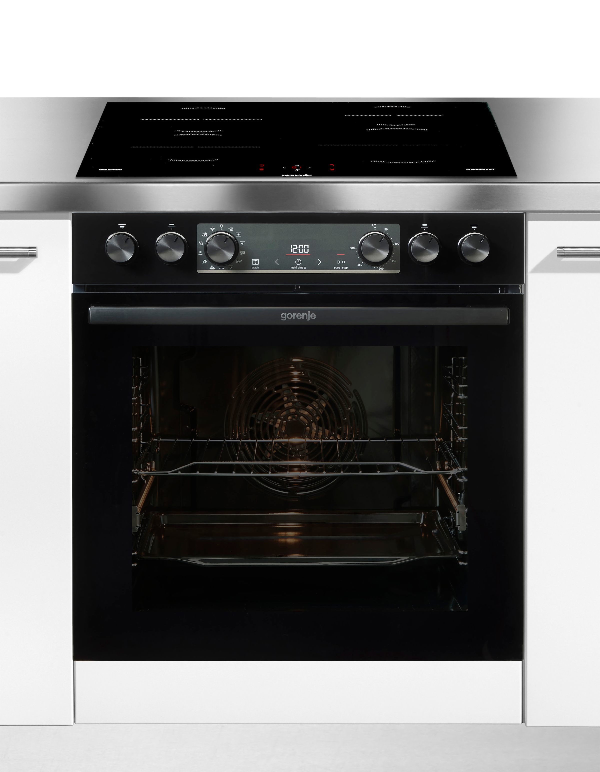 Gorenje Induktions Herd-Set »BCSI737DBGOT« mit 1-fach-Teleskopauszug ecoClean Plus 1 Stk. tlg. Pizzafunktion mit 300 °C – perfekt für Pizza,...