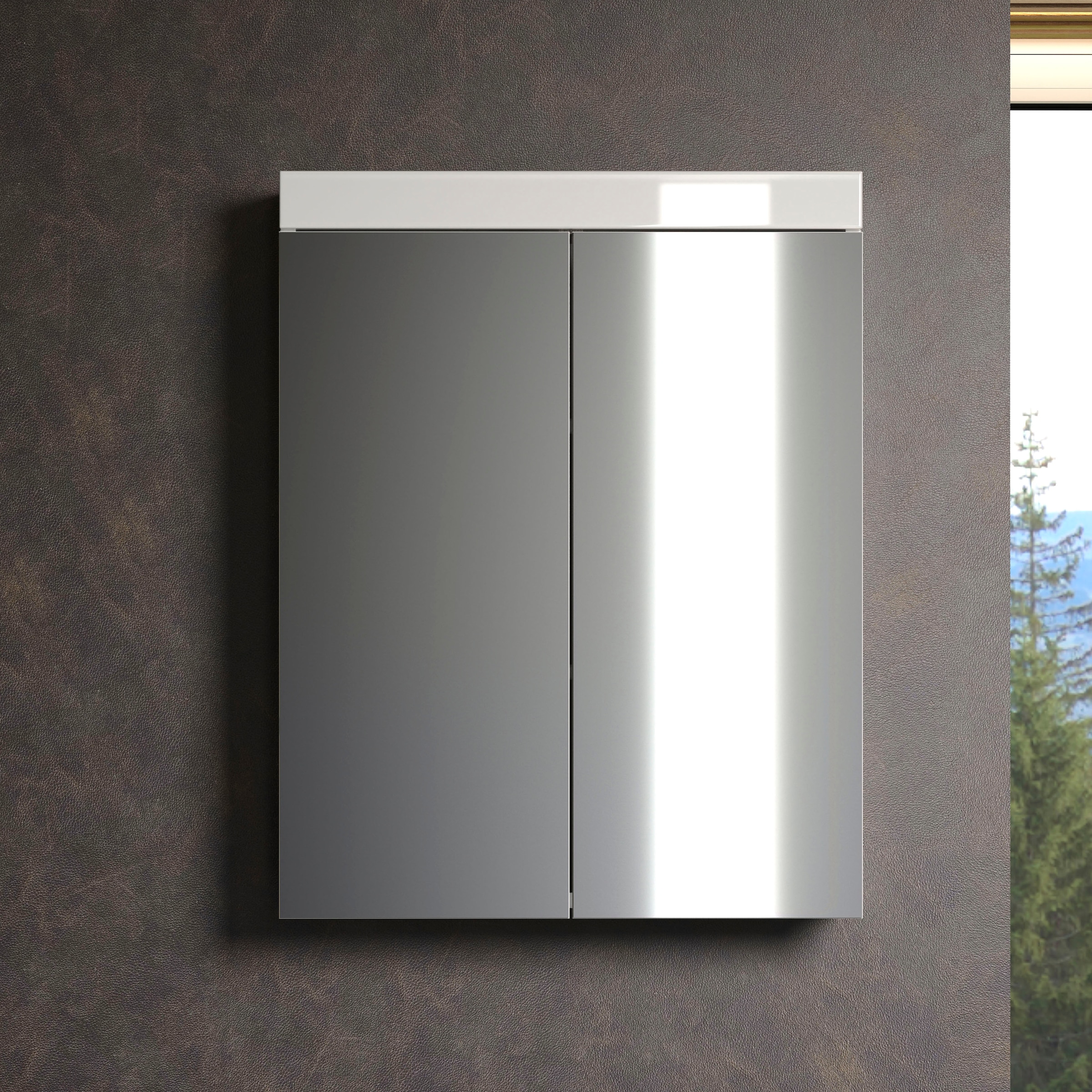 welltime Spiegelschrank »Avena«, Badezimmerschrank wahlweise mit Aufsatzleuchte - (B/T/H) 60/17/77 cm