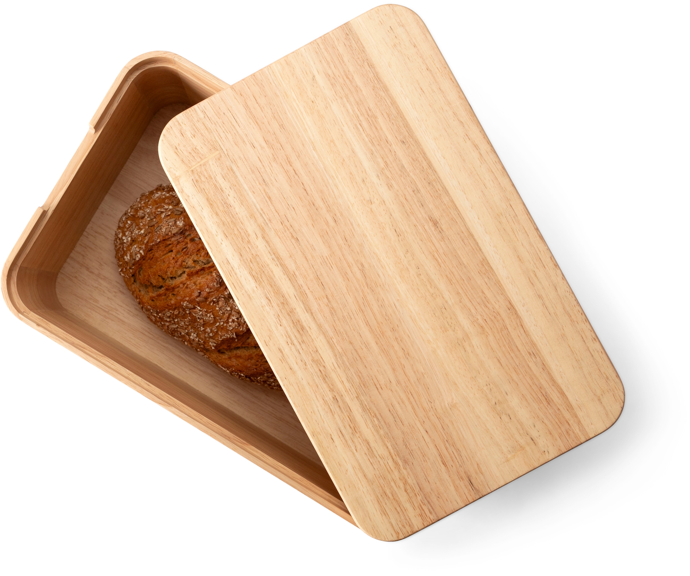 Continenta Brotkasten »mit Deckel, Gummibaum« 2 Stk. tlg. 36x23x16 cm, integriertes Brotschneidebrett