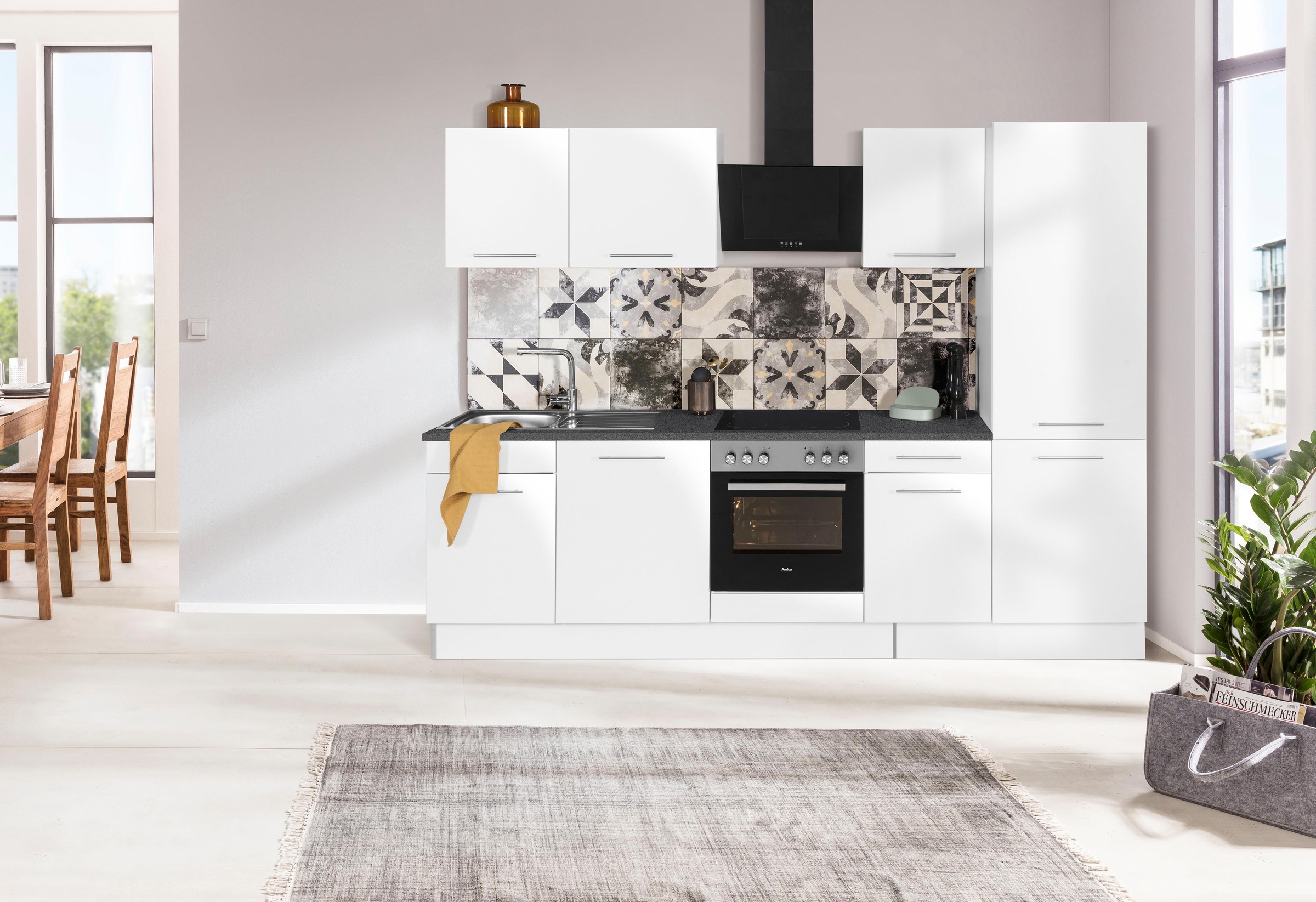 wiho Küchen Küchenzeile »Ela«, Breite höhenverstellbare bestellen Online Shop OTTO im Soft-Close-Funktion, 280 cm, Füße