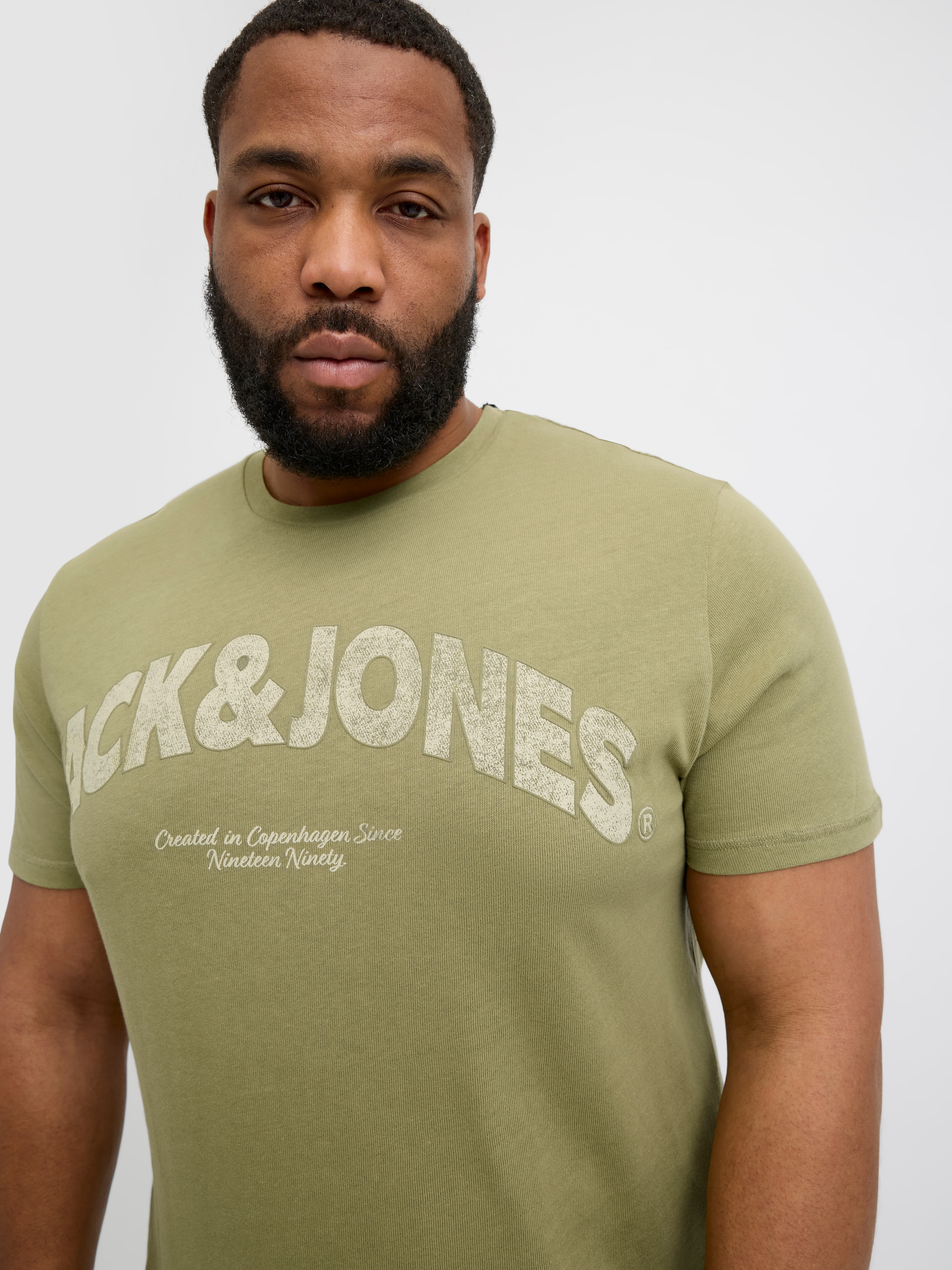 Jack & Jones PlusSize Print-Shirt »JORALMERIA BOLD BRANDING TEE SS CN PLS«, mit Logo Print