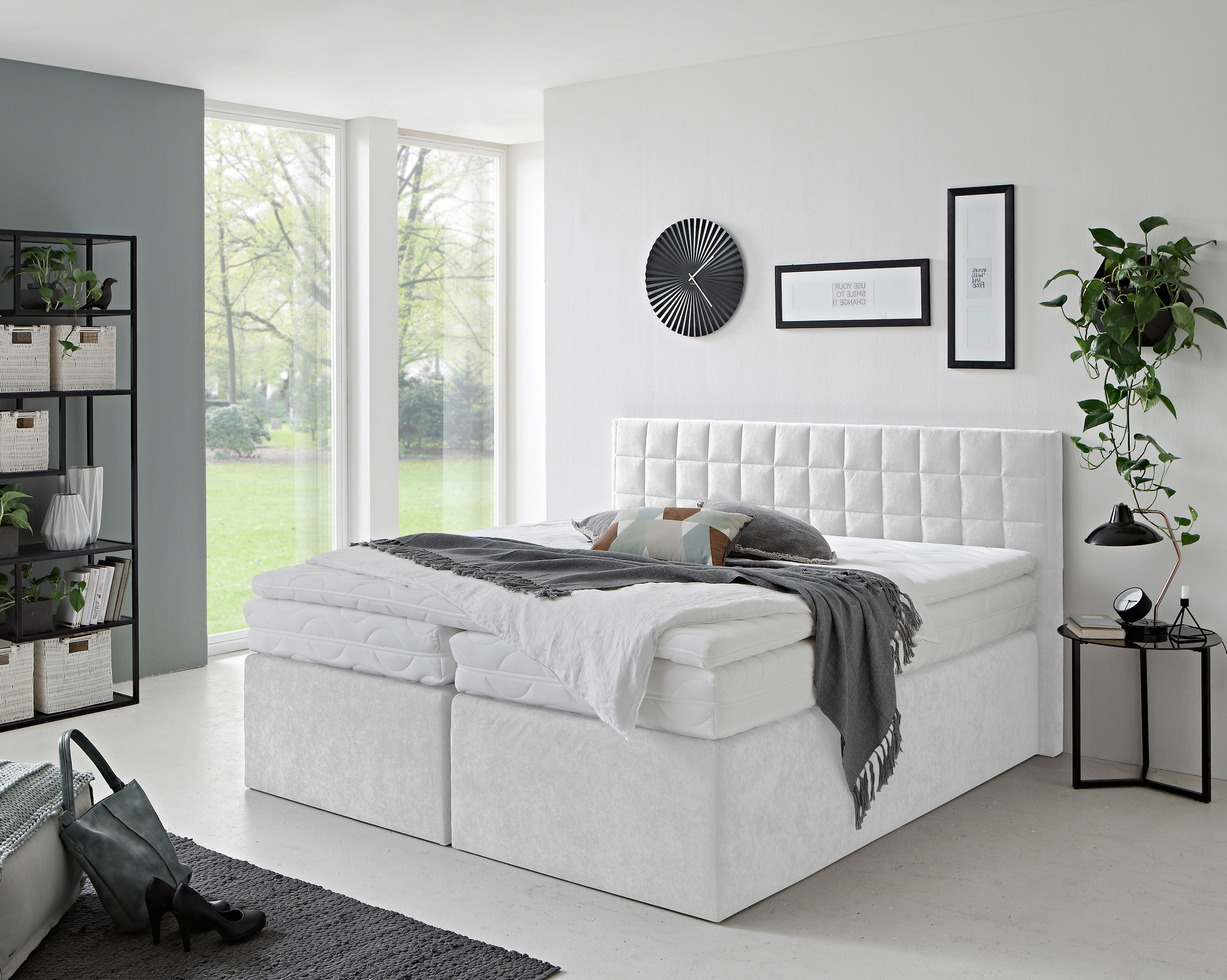 Westfalia Schlafkomfort Boxspringbett »Dublin, wahlweise mit Topper in verschiedenen Härtegraden erhältlich« mit schöner Kopfteilversteppung