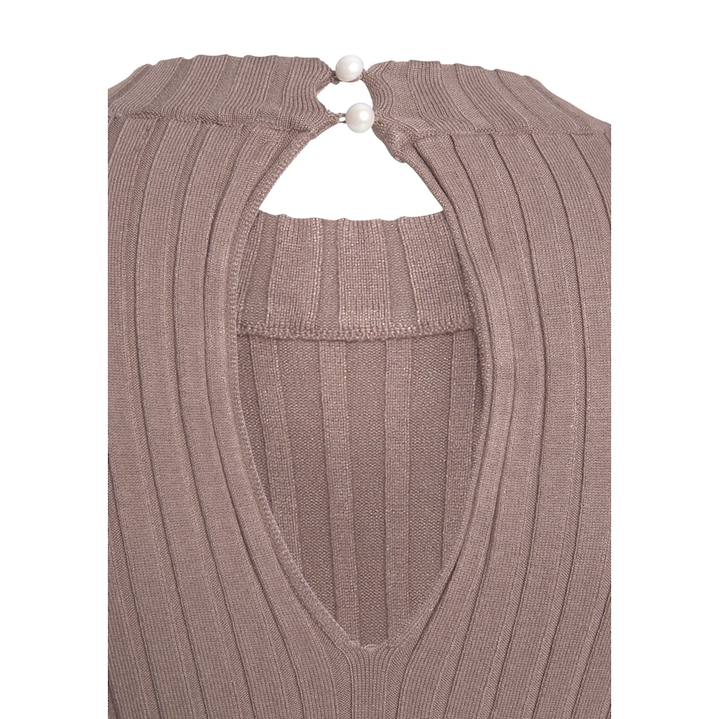 LASCANA Kurzarmpullover, aus weichem Rippstrick, dünner Strickpullover mit Schlitz im Rücken