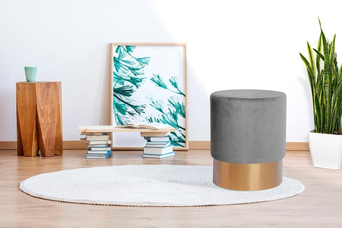 Kayoom Hocker »Nano 110, Hocker in stilvollem Design, runde Form, mit Fuß aus Metall« 1 Stk. tlg. Golz Akzente, mit pflegeleichtem Stoffbezug, runde Form