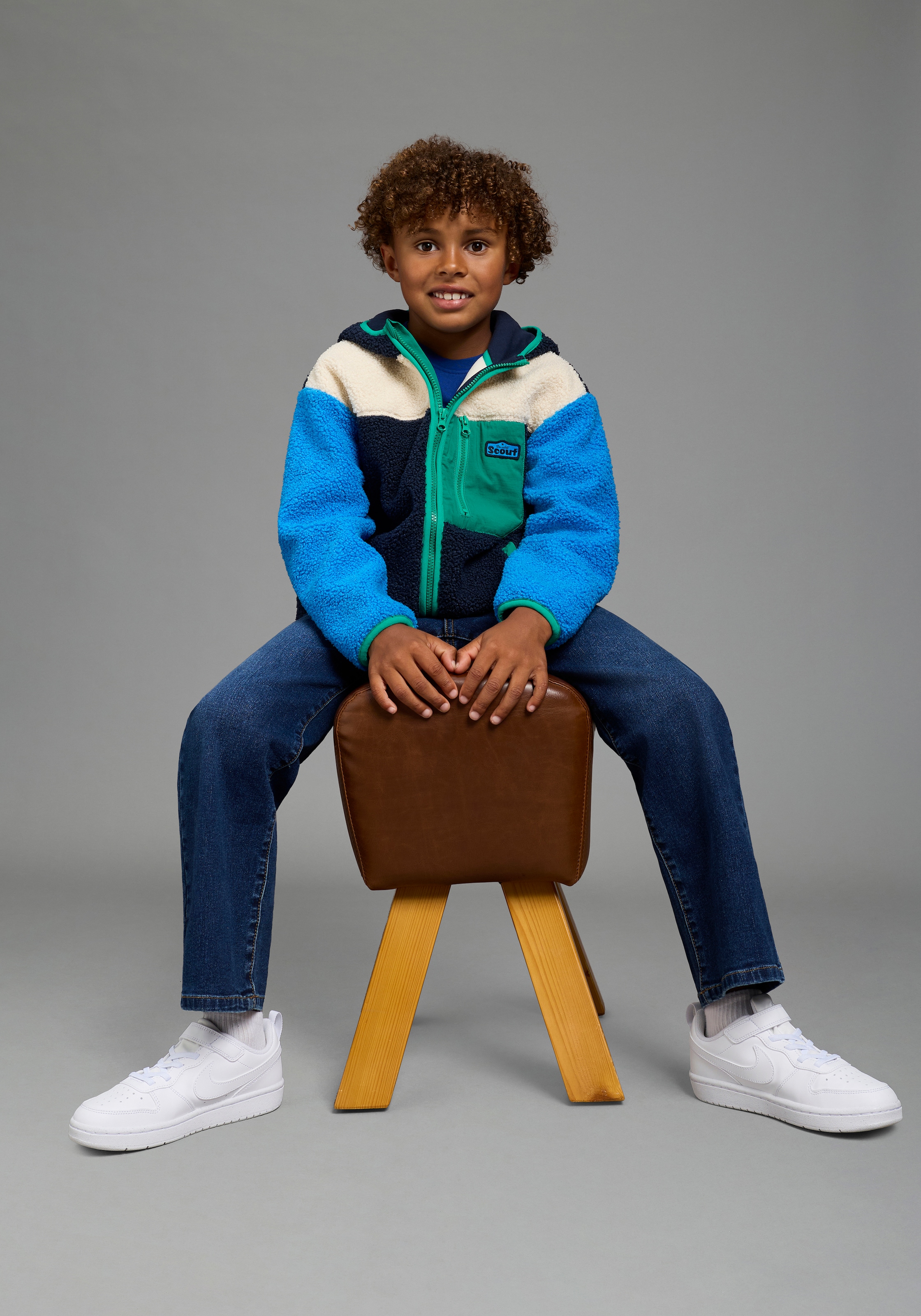 Scout Kapuzensweatjacke »Tedey-Fleecejacke Colorblocking - NEU von SCOUT« Teddyplüschjacke mit Kapuze und Stehkragen, hüftlanger Schnitt