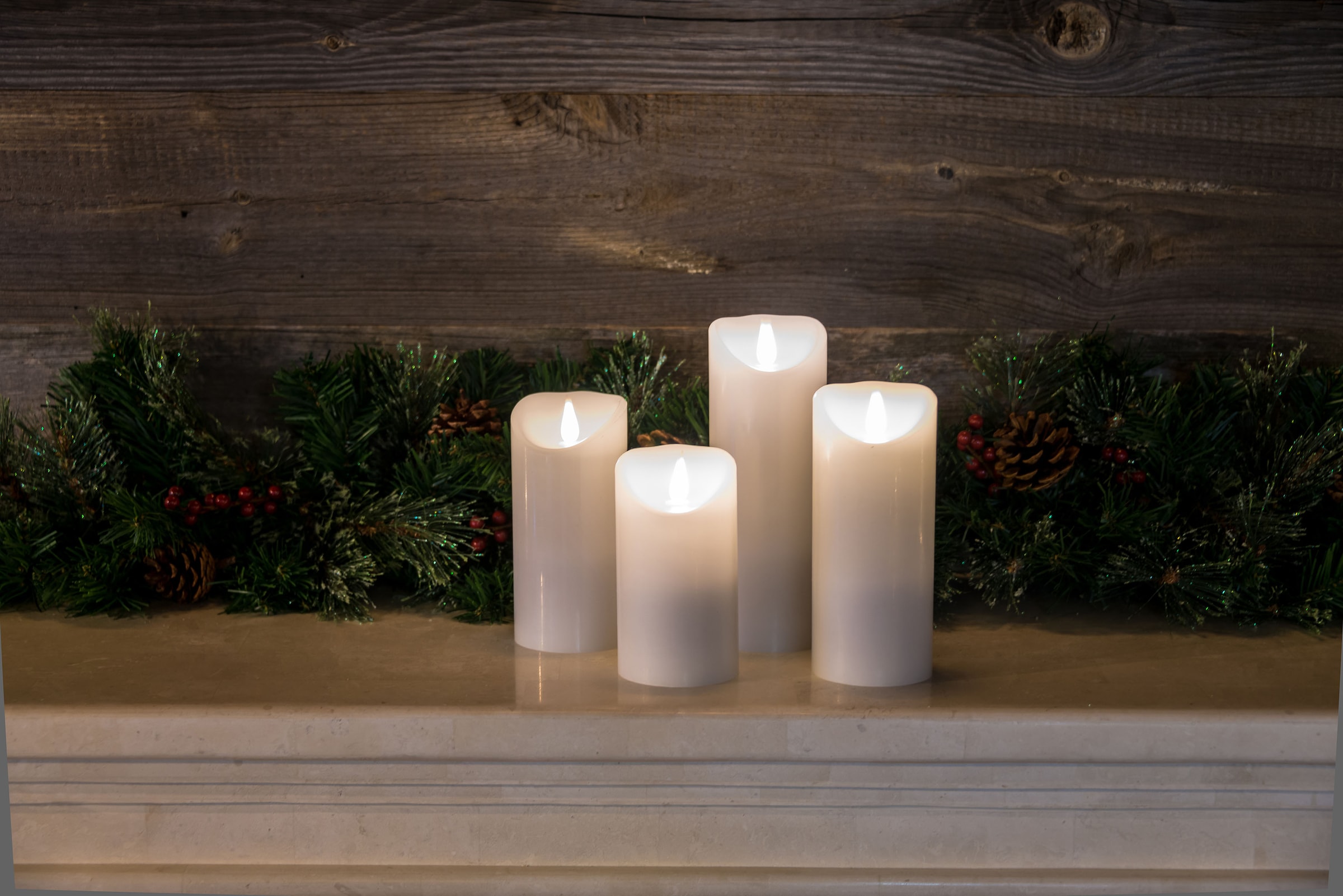 KONSTSMIDE LED-Kerze »Weihnachtsdeko«, LED Echtwachskerze, weiß, mit 3D  Flamme, Ø 7,5 cm, Höhe: 17,5 cm kaufen im OTTO Online Shop