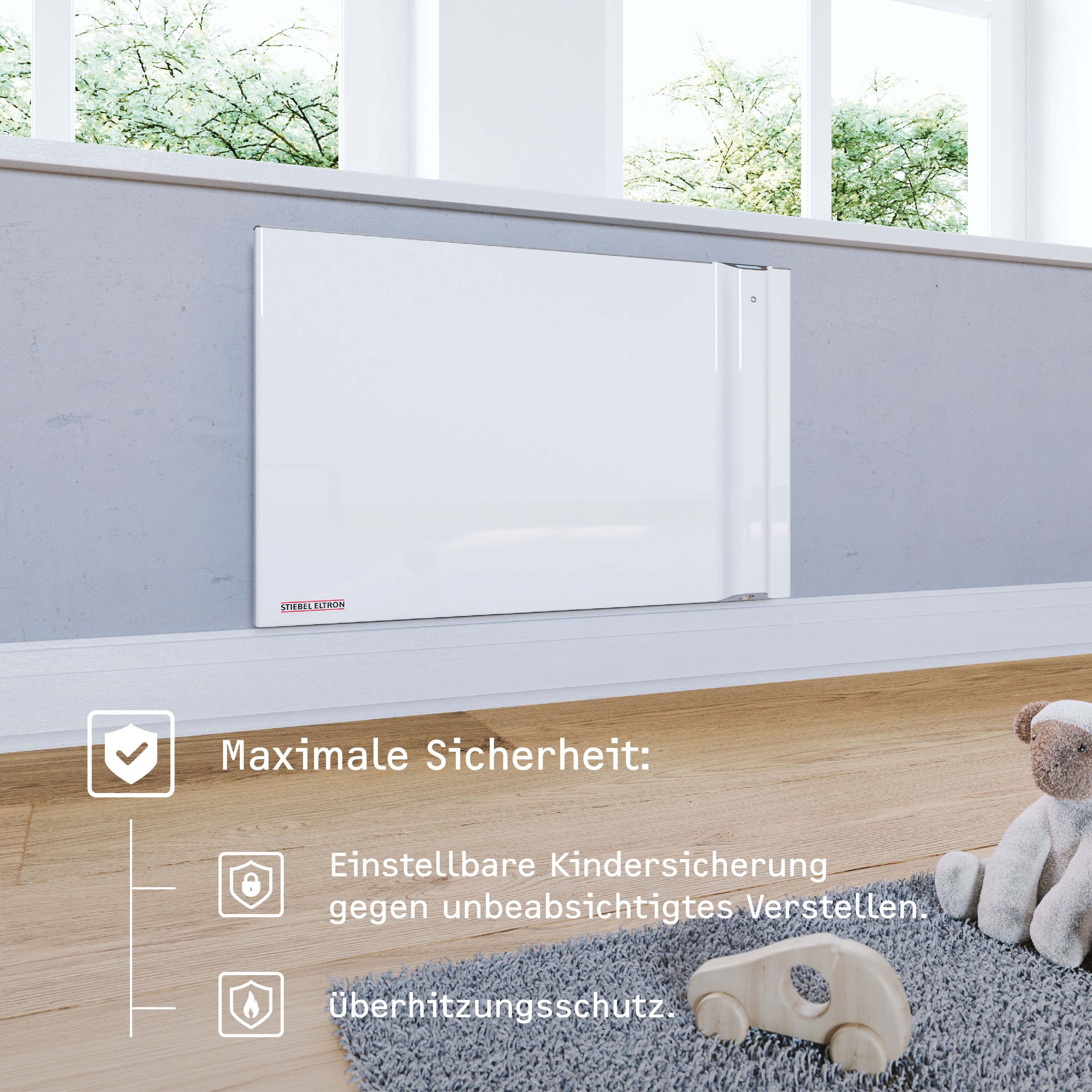 STIEBEL ELTRON Konvektor »»CND 75«, Duo Wandkonvektor, Elektroheizung energiesparend, 0,75 kW« für ca. 9  m²,  LCD-Display, Wochentimer, ohne Stecker, Festanschluss