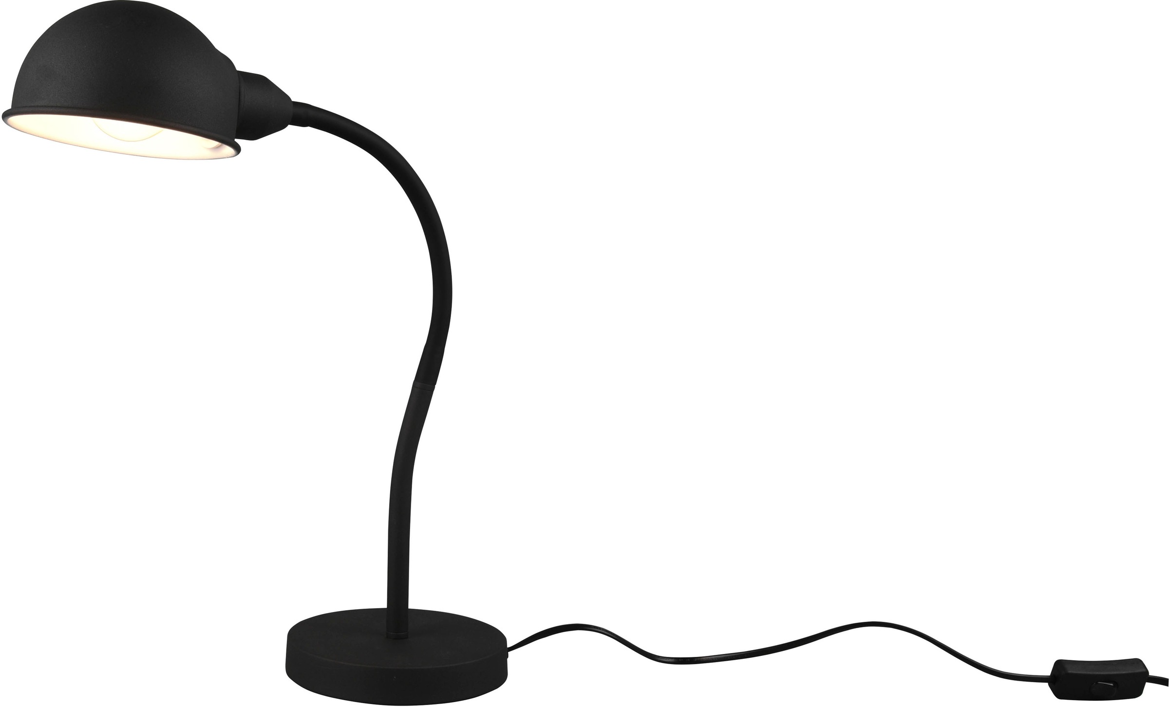 TRIO Leuchten Schreibtischlampe »Perry«, 1 flammig, Leuchtmittel E27 | ohne Leuchtmittel, Tischleuchte Büro, exkl. 1xE27 10W, flex. verstellbar, Schnurschalter
