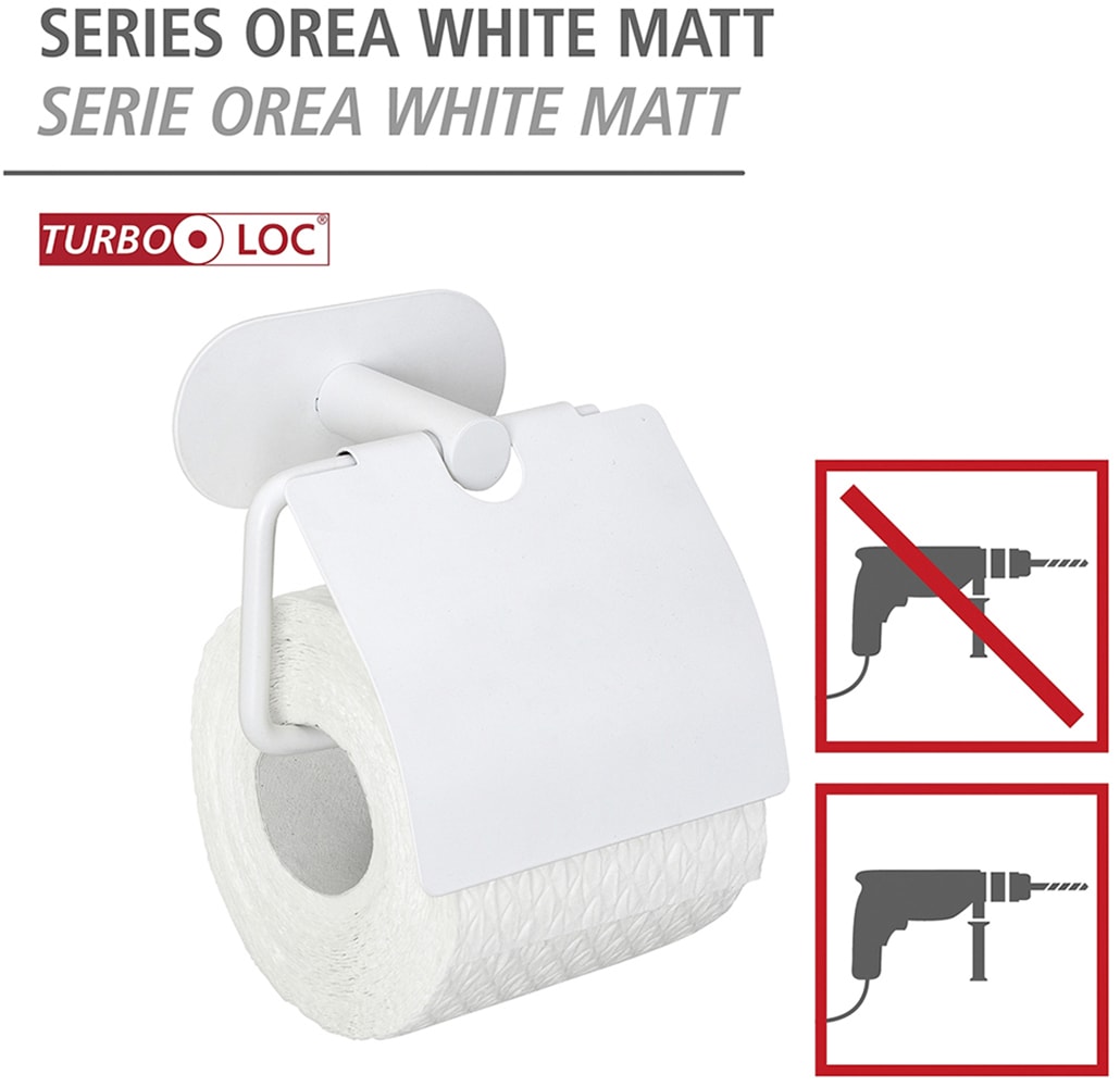 WENKO Toilettenpapierhalter »Turbo-Loc® Modell Orea«, mit Deckel, Edelstahl, Befestigen ohne Bohren