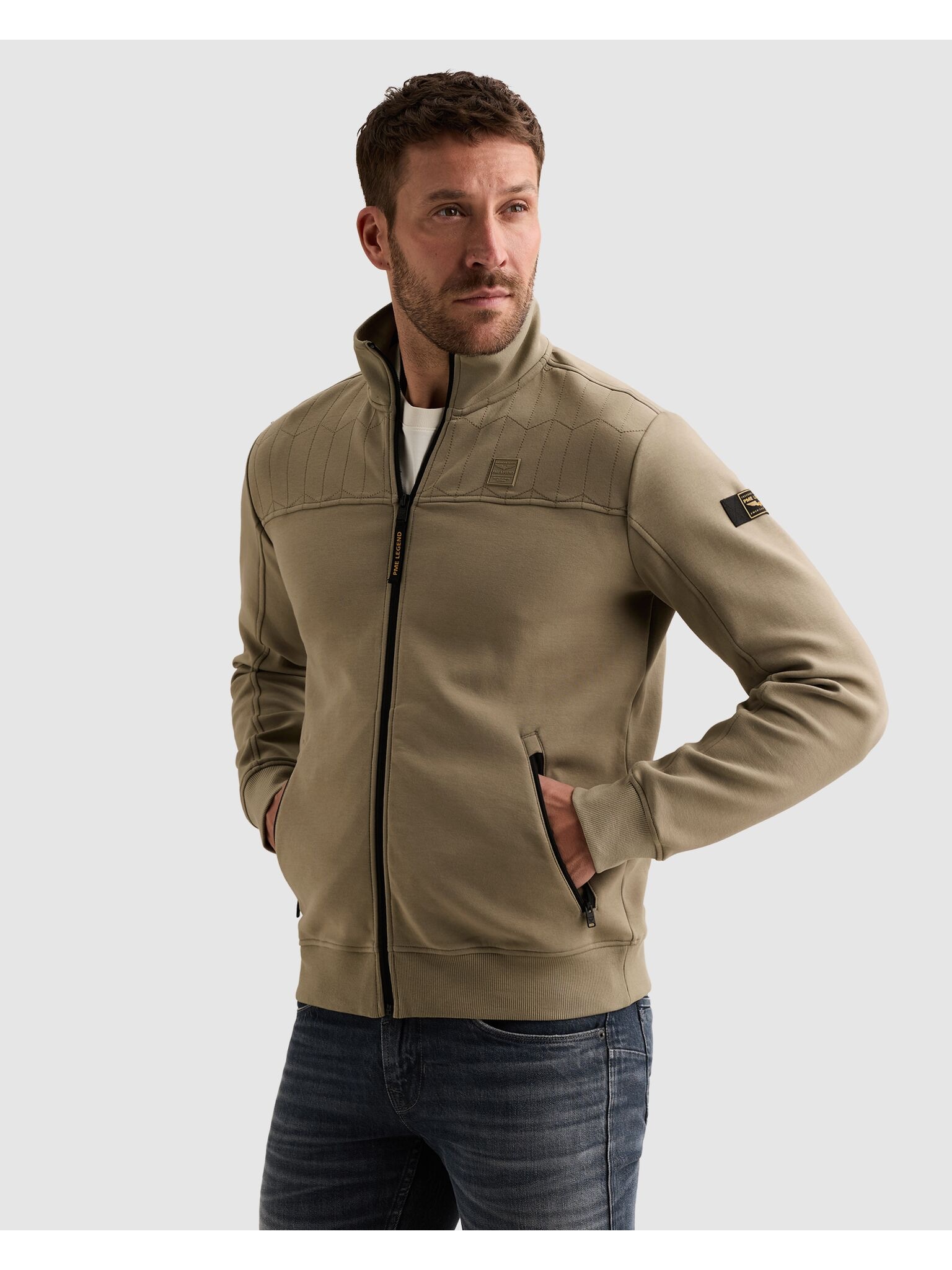 PME LEGEND Sweatjacke Seitliche Reißverschlusstaschen, vordere Passe mit dezenten Ziernähten