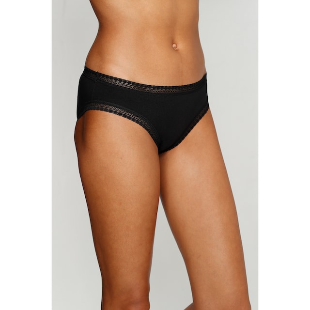 LASCANA Bikinislip, (Packung, 3 St.), aus elastischer Baumwolle mit weicher  Spitze bei OTTO