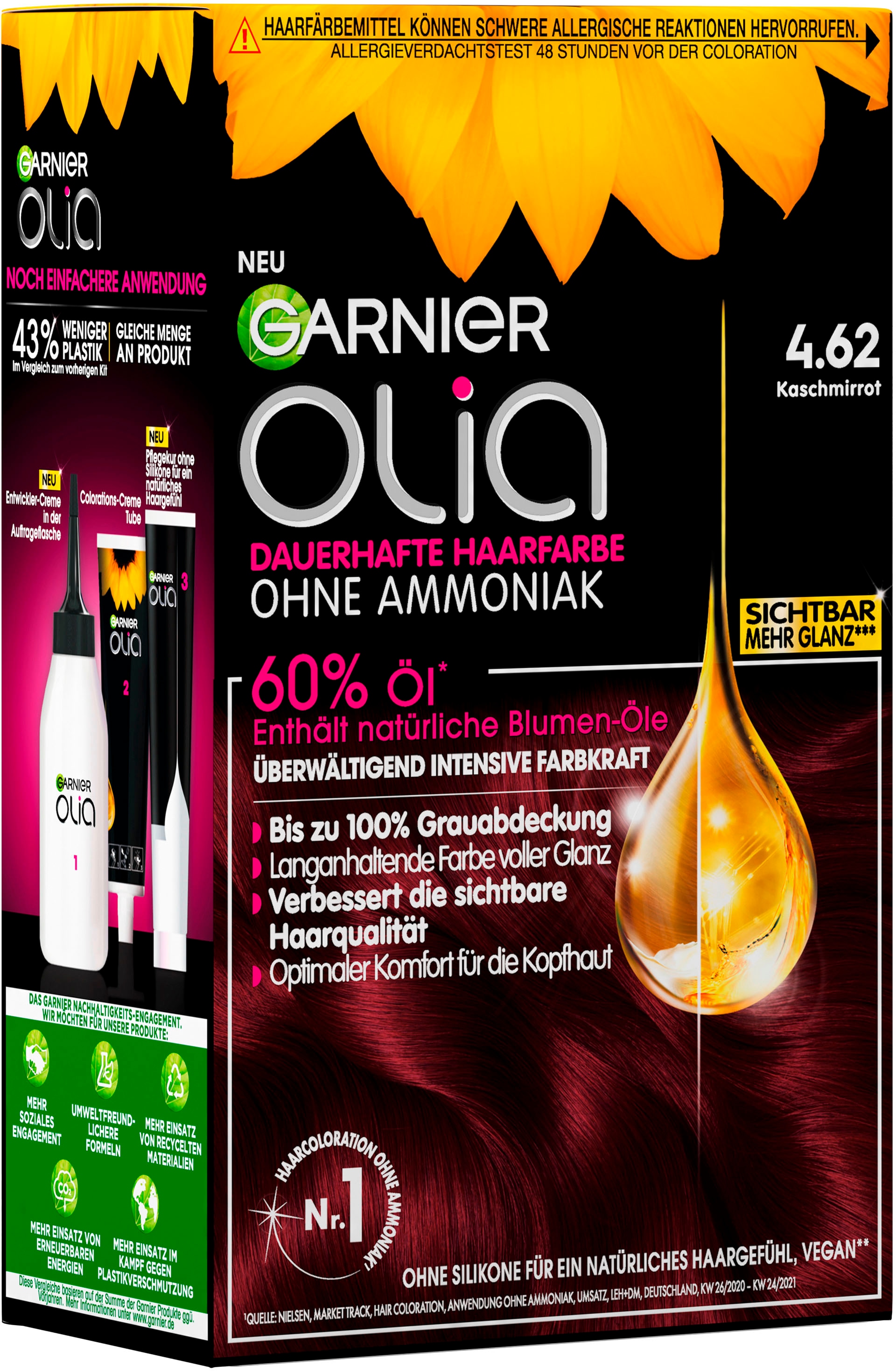 GARNIER Coloration »Garnier Olia dauerhafte Haarfarbe«, (Set, 3 tlg.), mit pflegender Formel