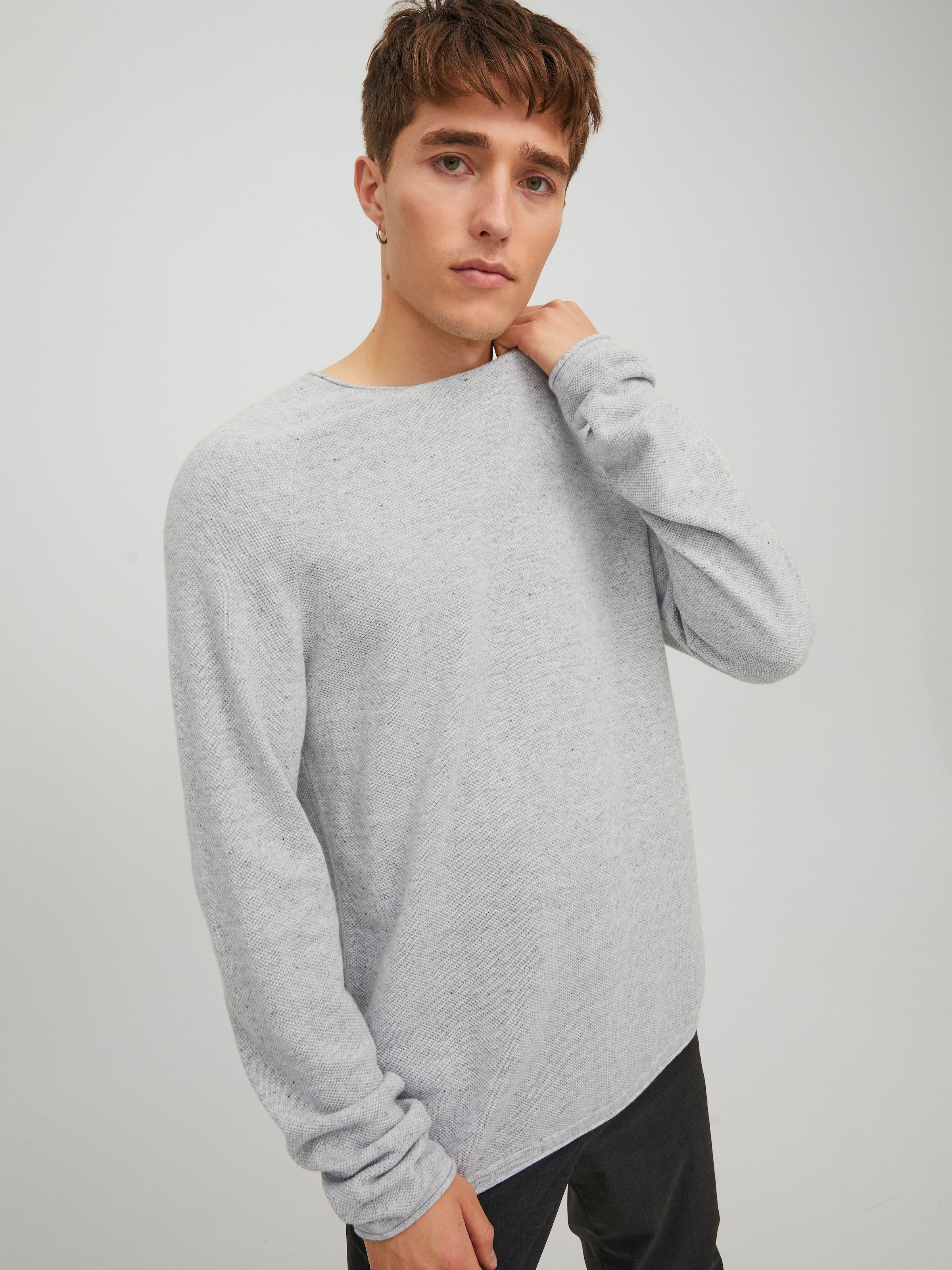 Jack & Jones Rundhalspullover »JJEHILL Pullover mit angenehmem Tragegefühl« Modisch, schmal, Baumwolle, Rundhals