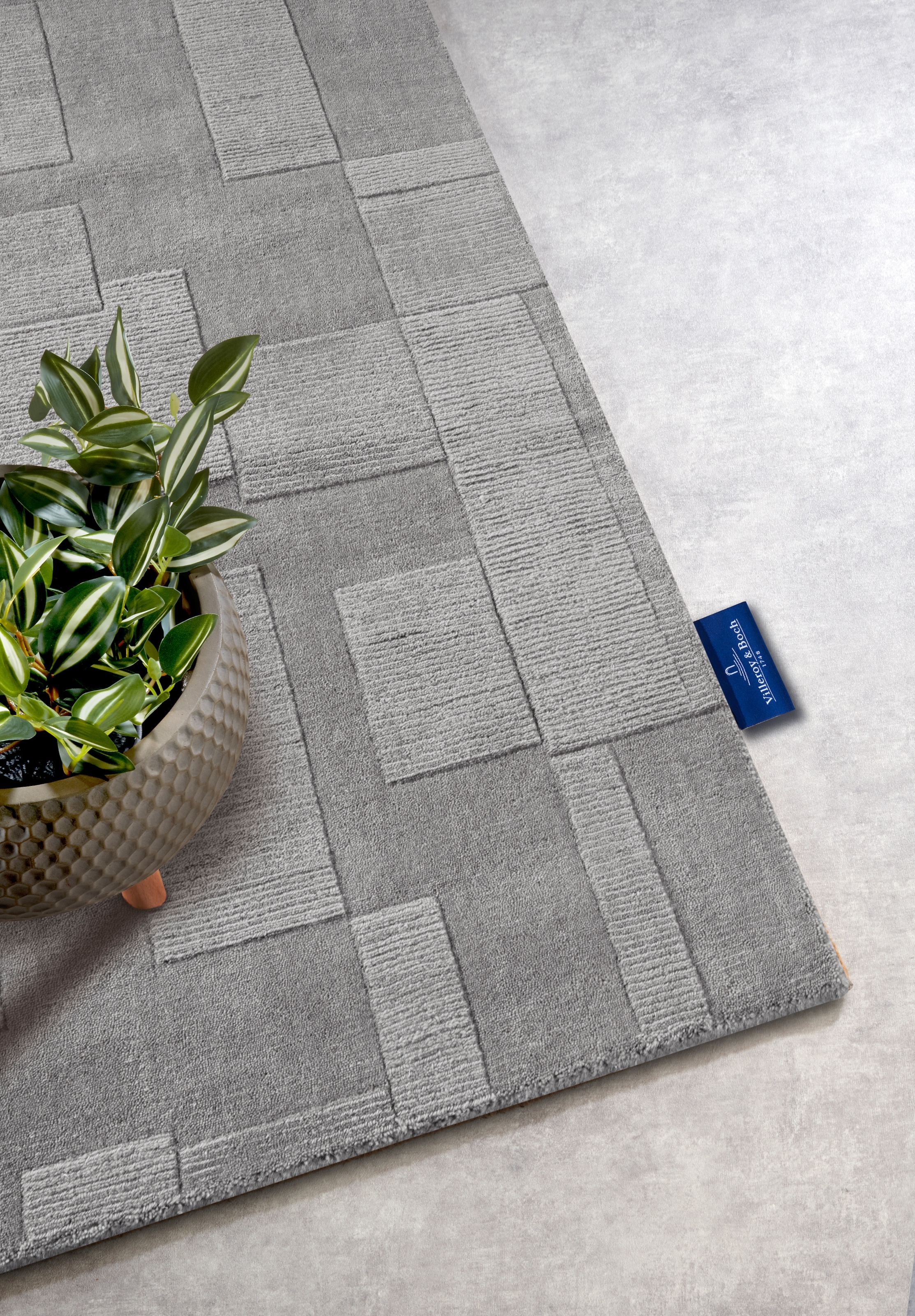 Villeroy & Boch Wollteppich »Wilhelmine«, rechteckig, 10 mm Höhe, Läufer, handgewebt, Wolle, Natur, Wohnzimmer, Geometrie, Boho