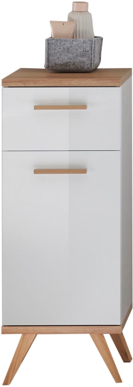 Saphir Badmöbel-Set »Quickset 4-teilig, Waschbeckenunterschrank mit LED-Spiegel«, (5 St.), Unterschrank, Hängeschrank, inkl. Türdämpfer, 3 Türen, 1 Schublade