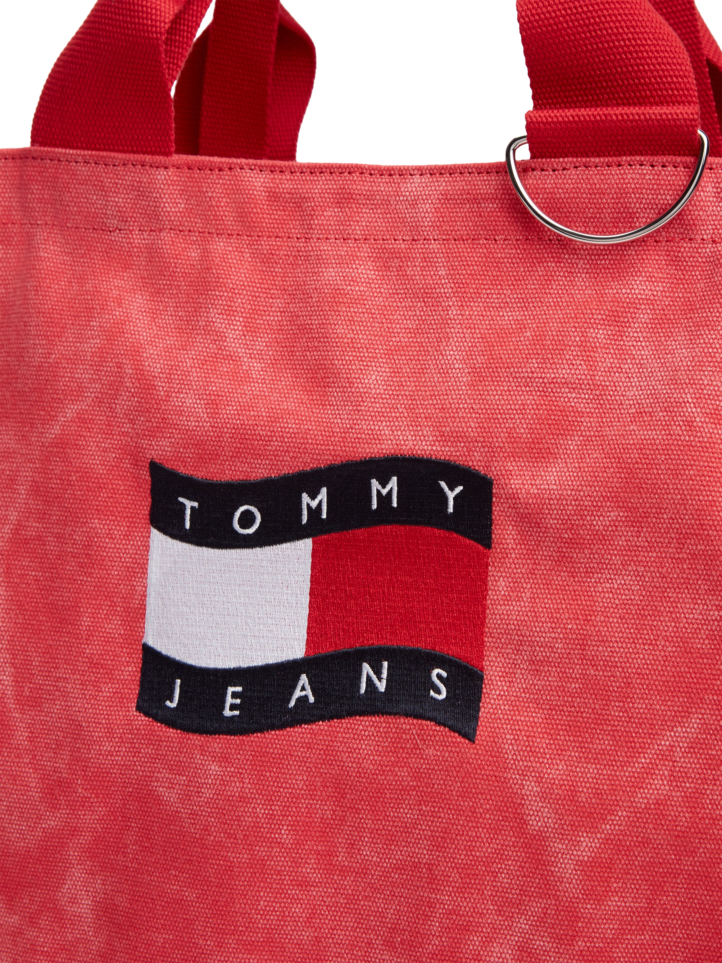 Tommy Jeans Tragetasche »TJW WAVE FLAG MED TOTE« Unisex Tragetasche, Umhängetasche, Shopper, Henkeltasche im Used-Look