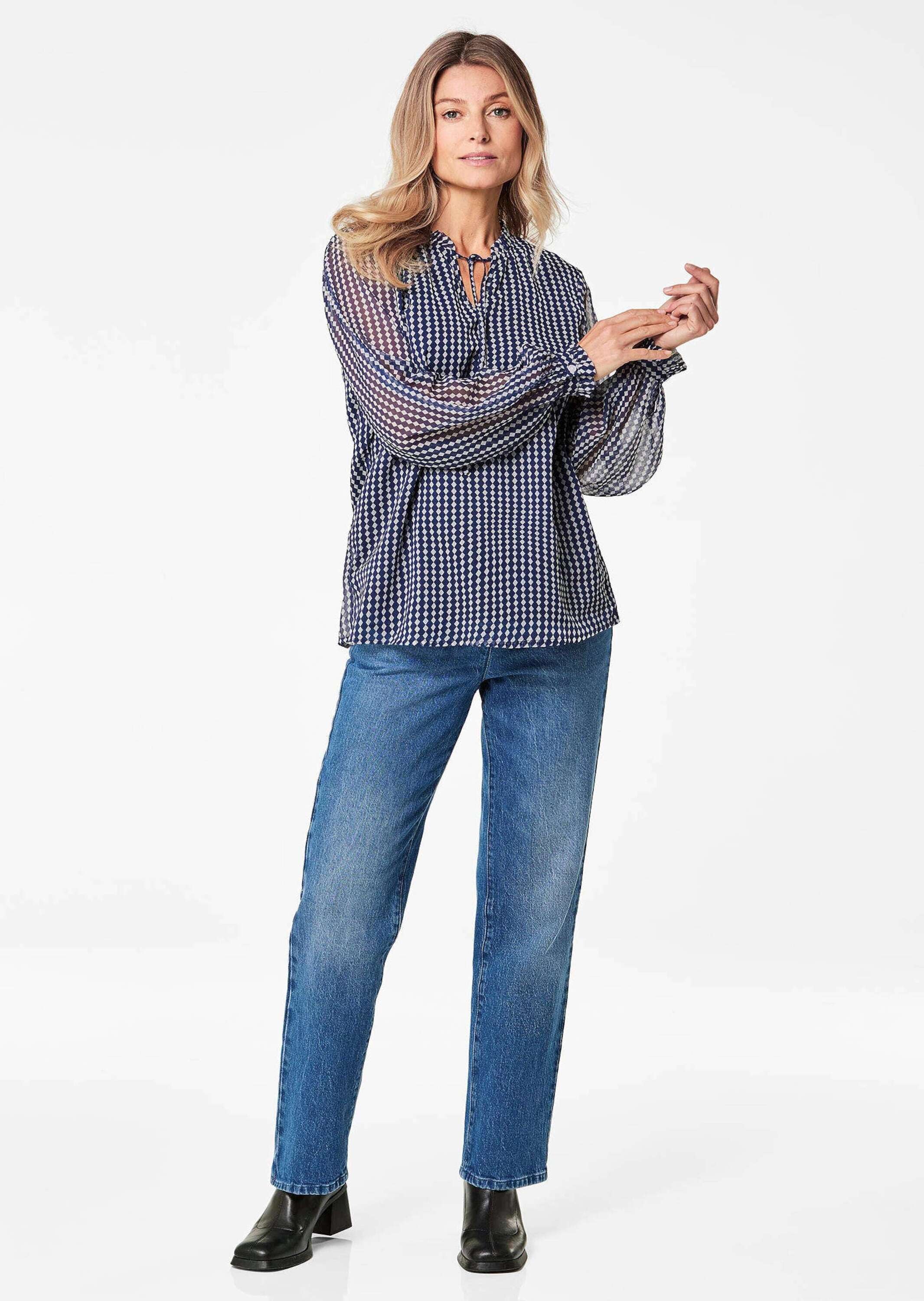 GOLDNER Chiffonbluse »Kurzgröße Bluse« Mit femininen Rüschendetails