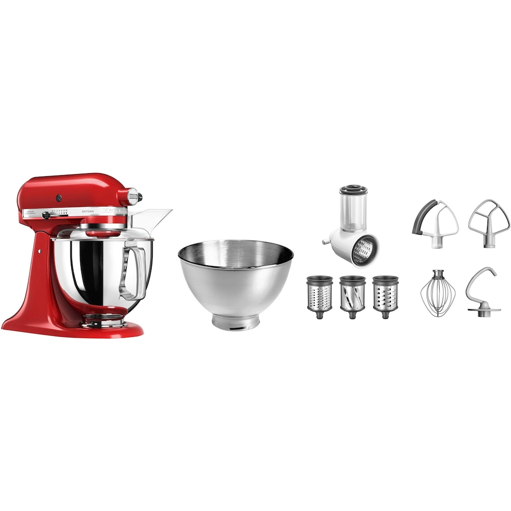 KitchenAid Küchenmaschine »5KSM175PSEER+KSMVSA EMPIRE ROT«, mit Gratis Gemüseschneider und 3 Trommeln (Wert ca. 129,- UVP)