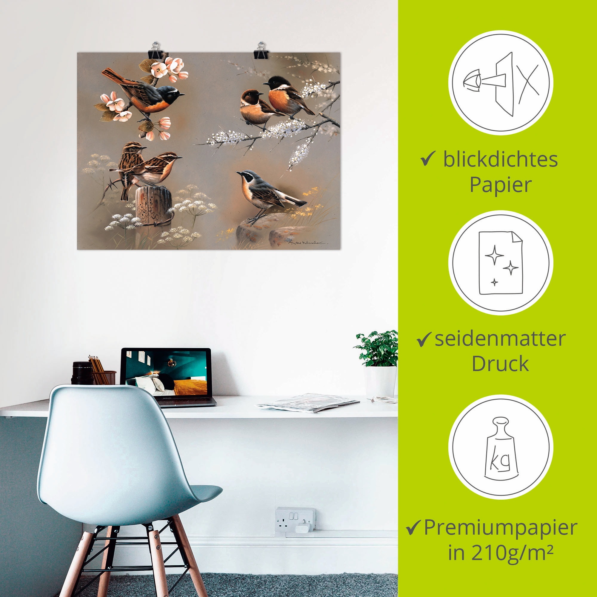 Artland Wandbild »Vogel Komposition«, Vögel, (1 St.), als Leinwandbild, Poster in verschied. Größen