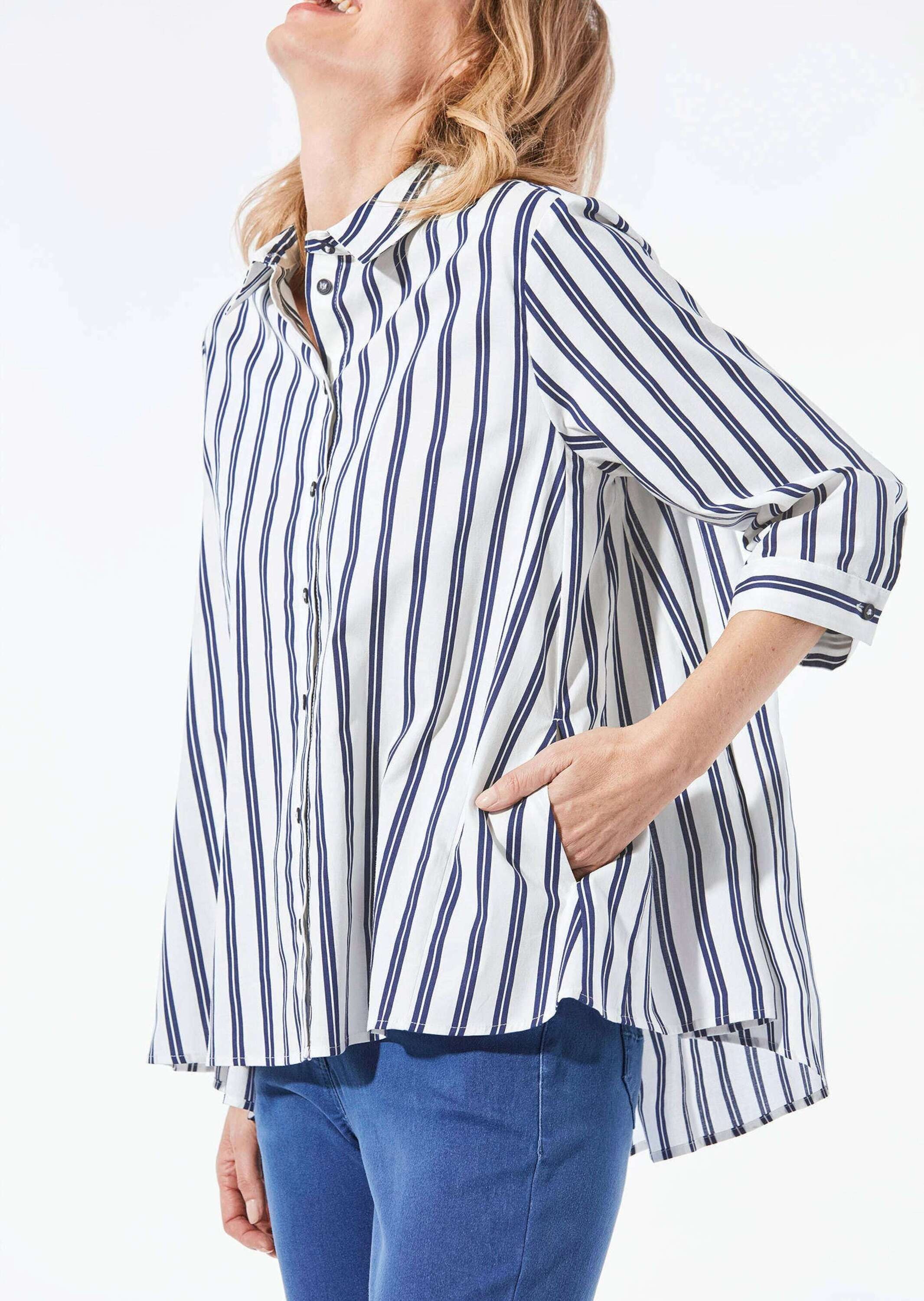 GOLDNER Kurzarmbluse »Schlichte Baumwoll-Bluse mit 3/4-Arm«