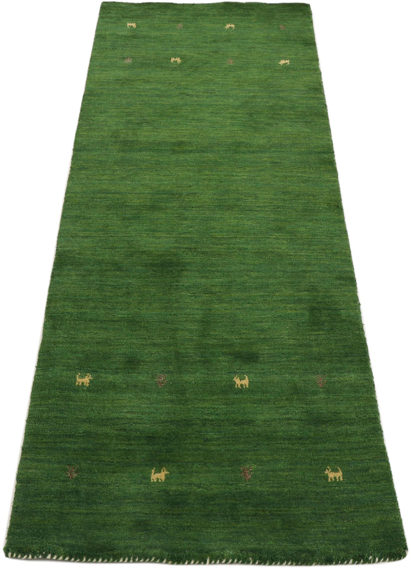 carpetfine Wollteppich »Gabbeh Uni, auch als Läufer und Rund erhältlich«, rechteckig, 15 mm Höhe, reine Wolle, handgewebt, Gabbeh Loom Tiermotiv, große Farbauswahl