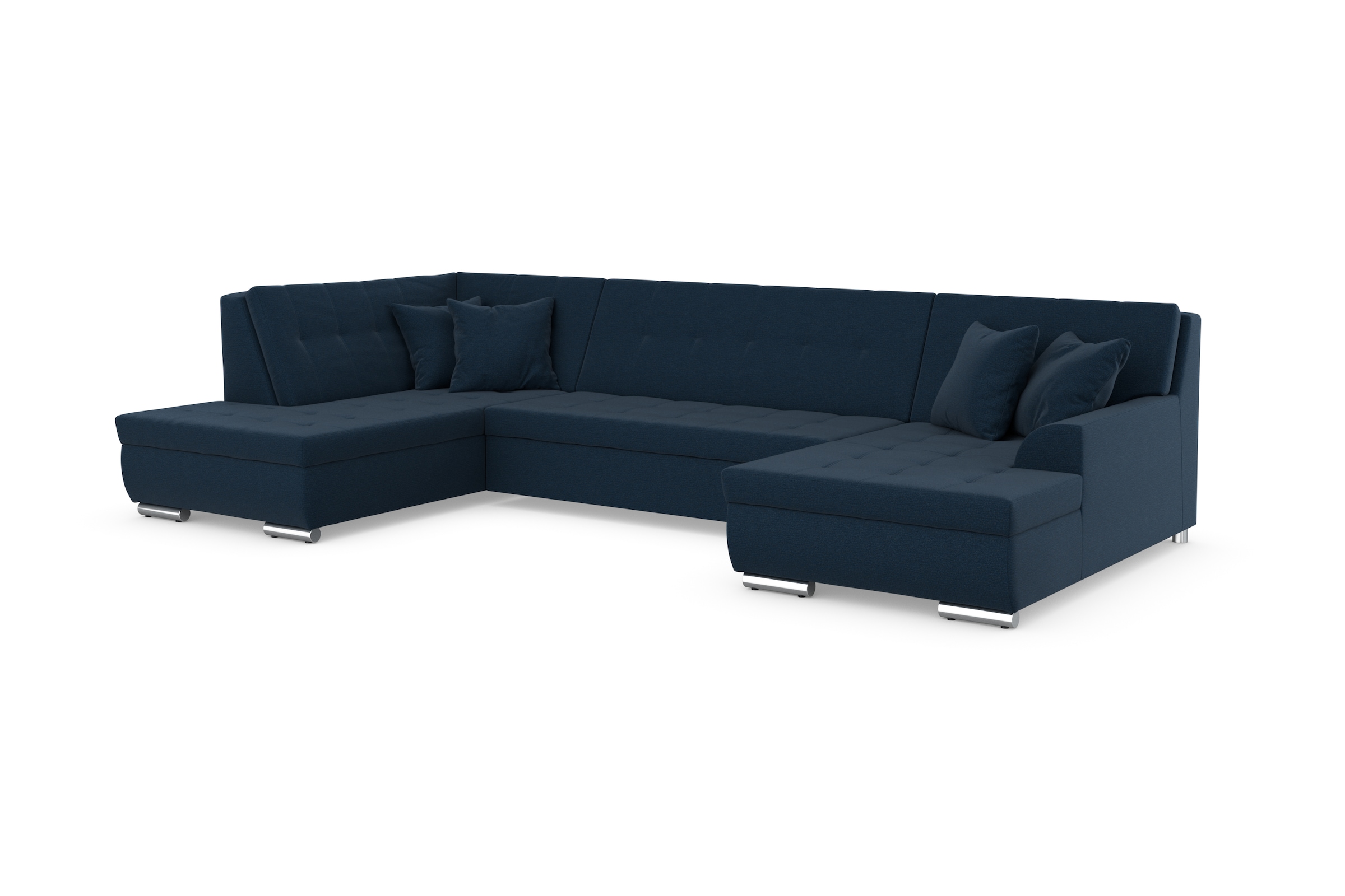 DOMO collection Wohnlandschaft »Treviso incl. Zierkissen, moderne Steppung, XXL: B/T/H: 364/201/83 cm« wahlweise mit Bettfunktion, in vielen Bezugsarten auch in Cord  U-Form