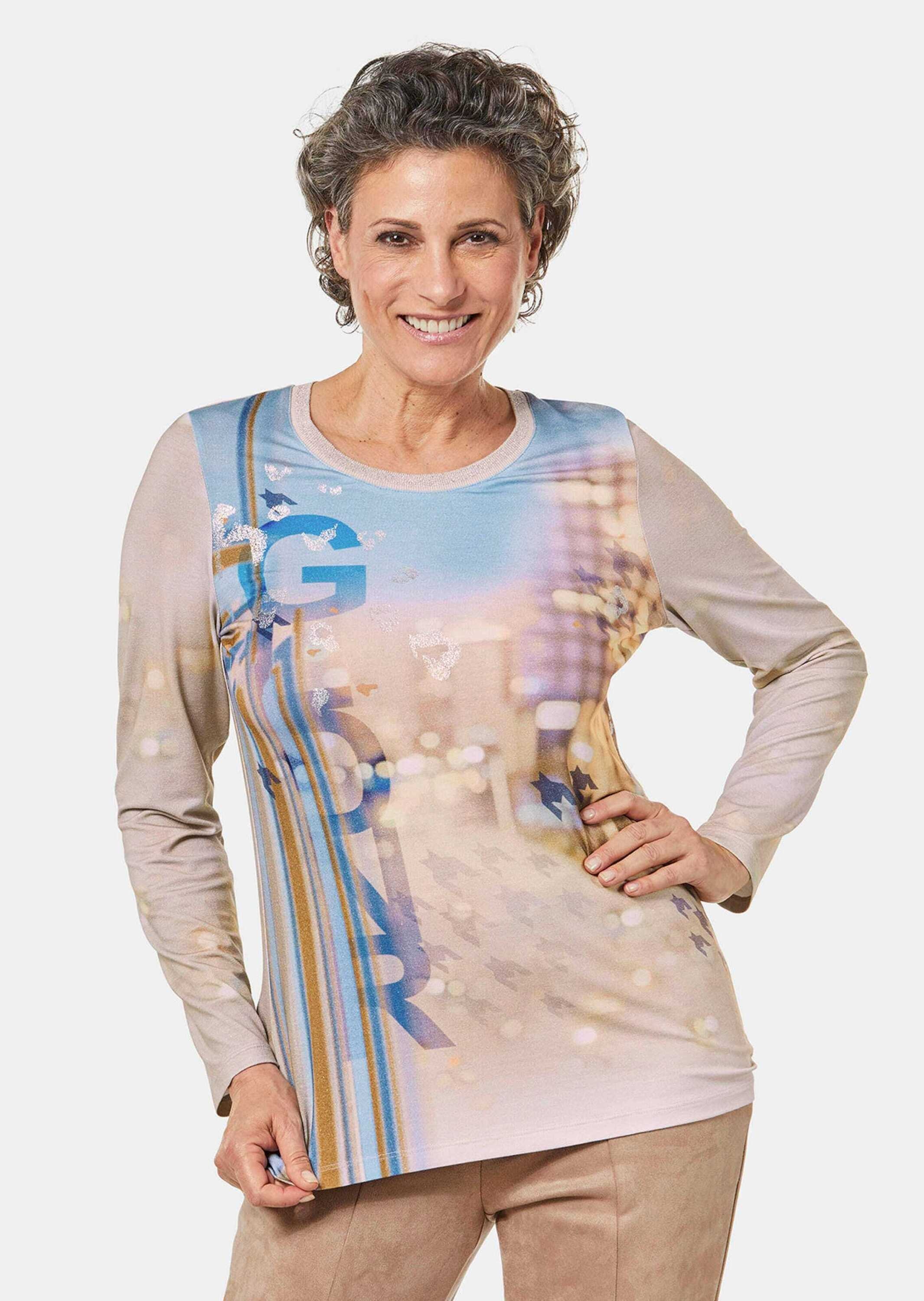 GOLDNER Longpullover »Langarm-Shirt mit Allover-Musterung«
