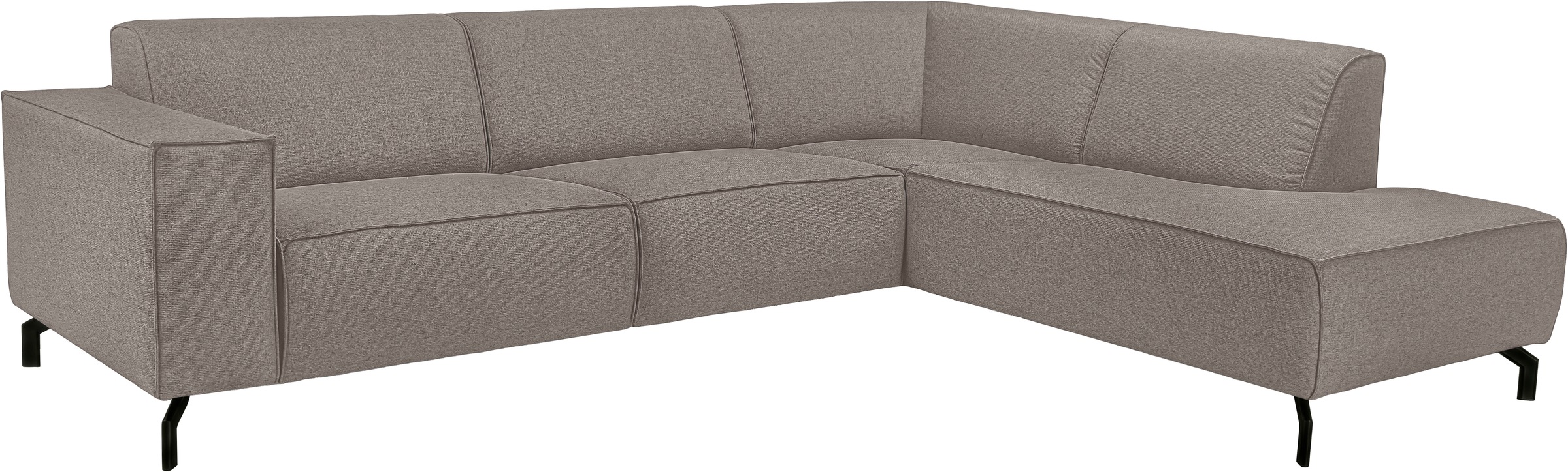PLACES OF STYLE Ecksofa »Lorcan, Breite 275 cm, weiches Sitzgefühl« Massivholz- oder Metallfüße, Lederoptik, Struktur, Chenille, Boucle