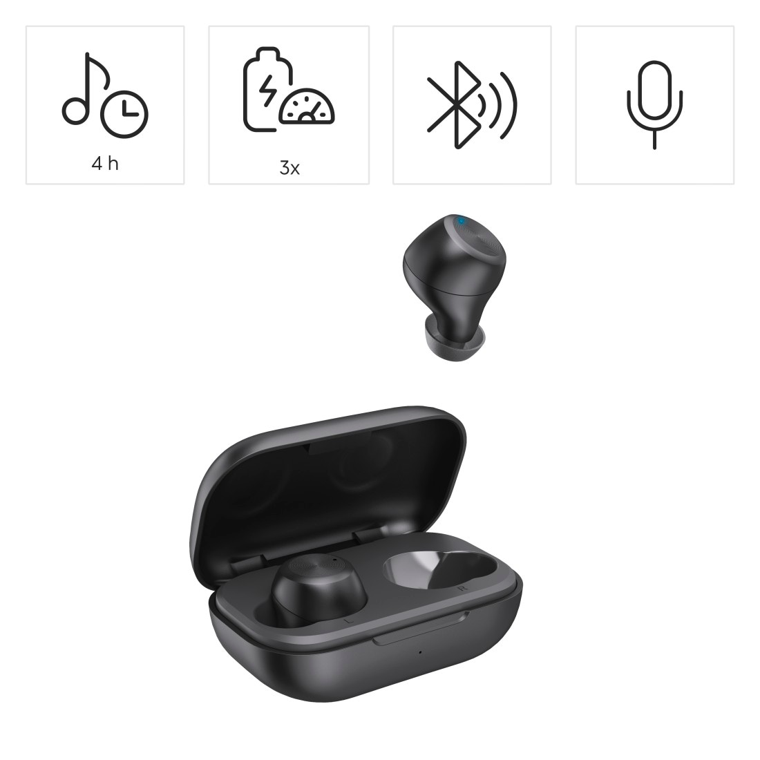 Hama wireless In-Ear-Kopfhörer »Bluetooth-Kopfhörer kabellos (In-Ear, Equalizer, Mikrofon)« True Wireless, spritzwassergeschützt, Sprachsteuerung, Touch-Sensor