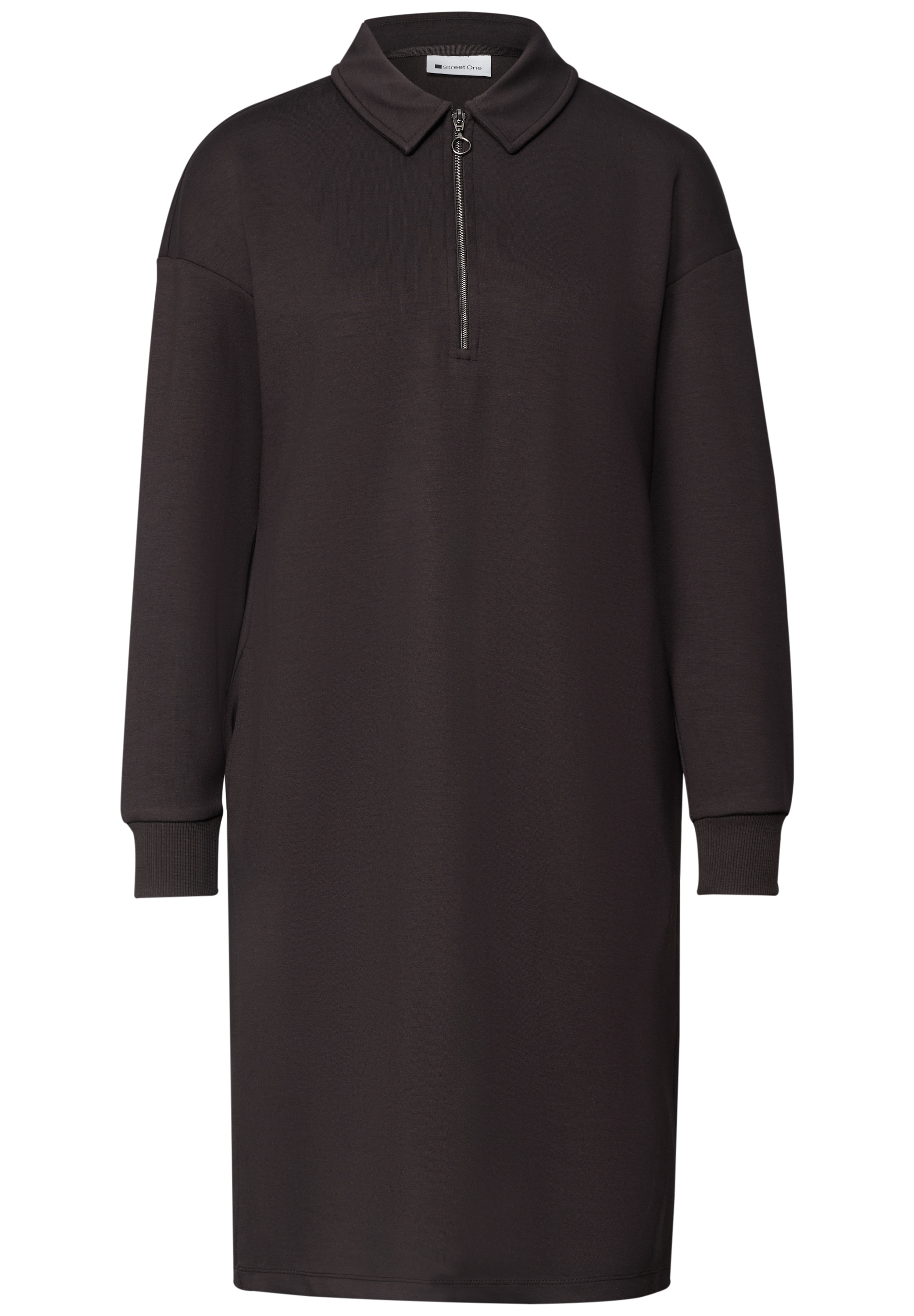 STREET ONE Sweatkleid Eingrifftaschen Knielang mit Zipper-Detail