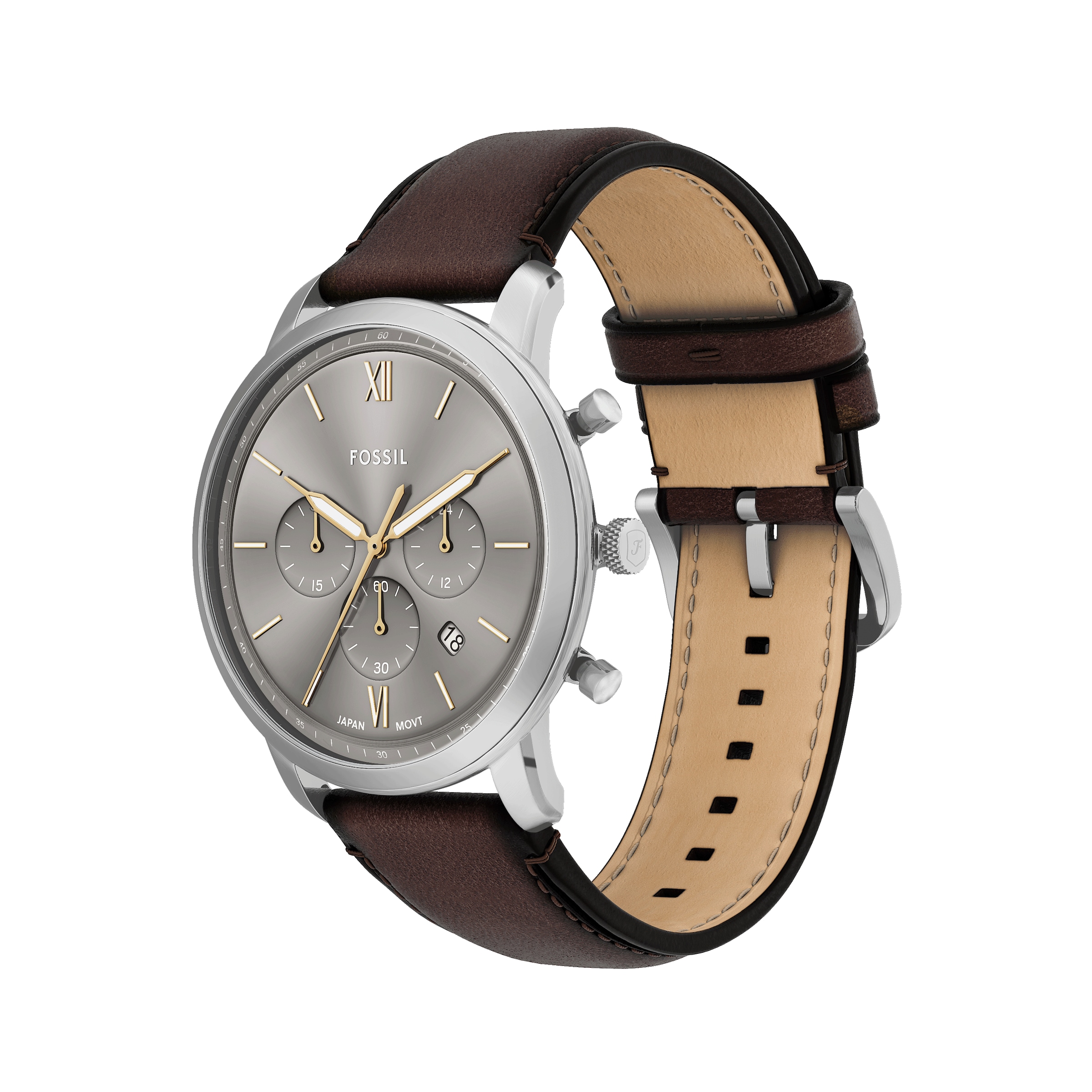 Fossil Chronograph »NEUTRA«, Quarzuhr, Armbanduhr, Herrenuhr, Lederarmband, analog, Tag