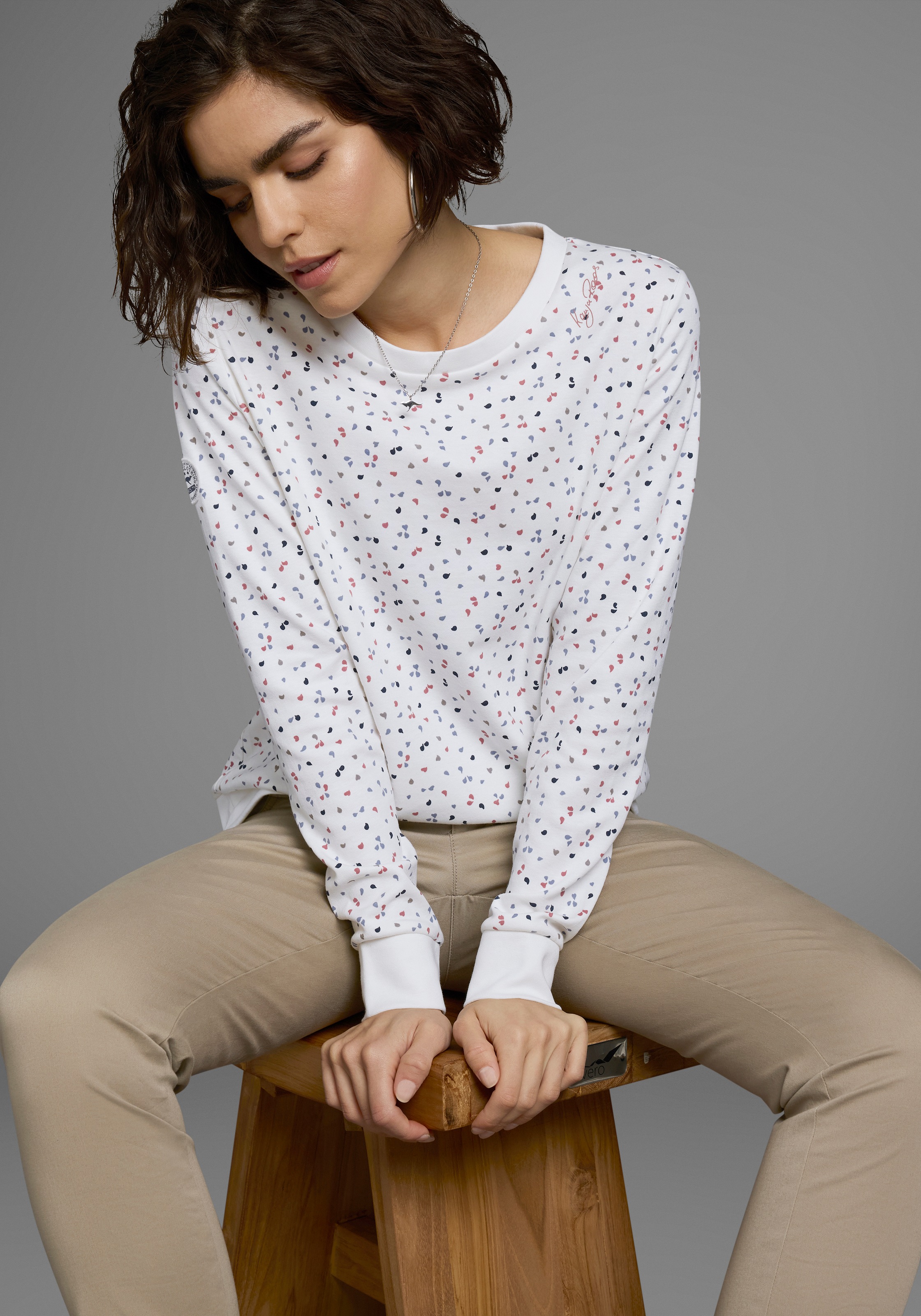 KangaROOS Sweatshirt, Langarm, bedruckt, Rundhalsausschnitt, aus Interlockmaterial