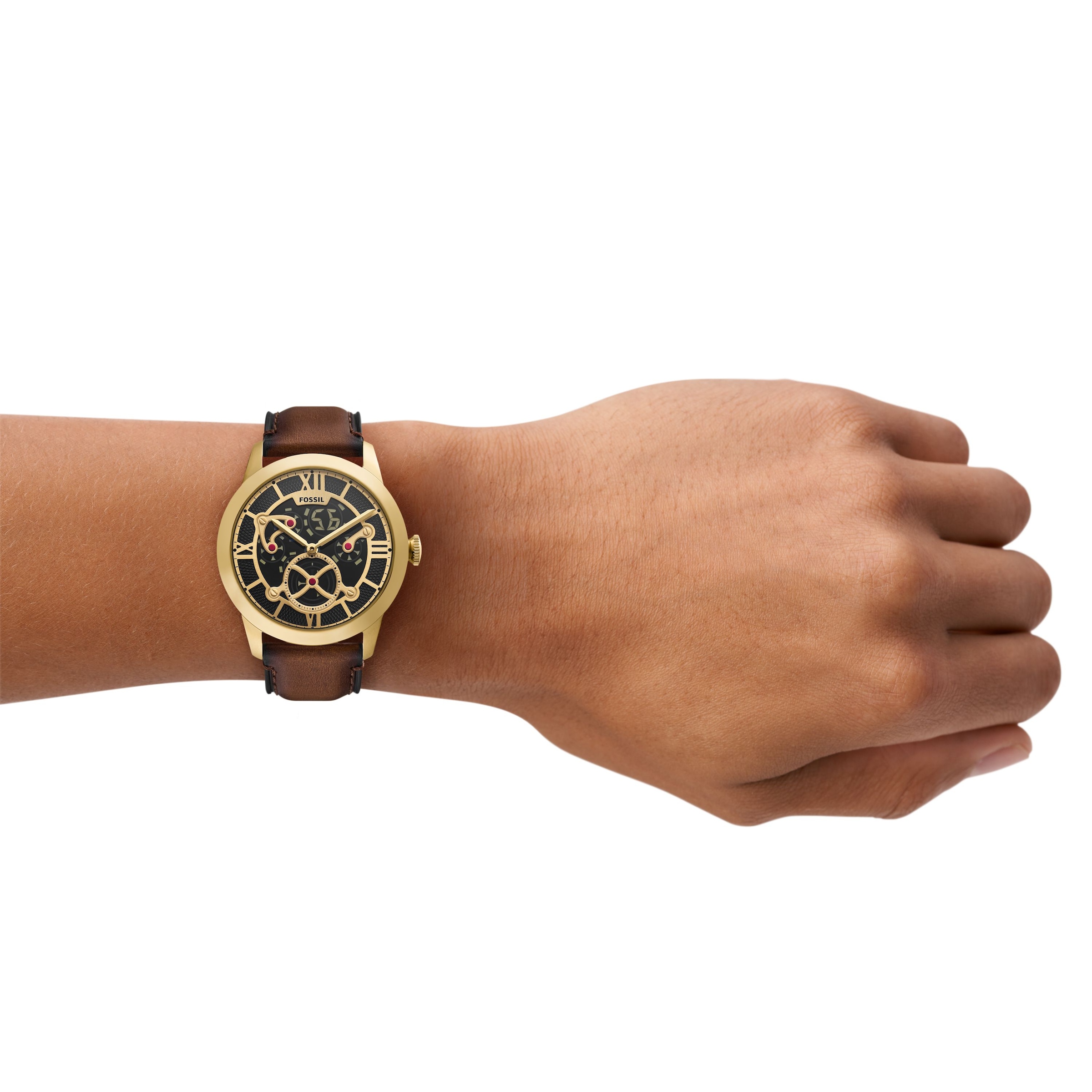 Fossil Quarzuhr »Townsman« Armbanduhr, Lederarmband, digital, analog