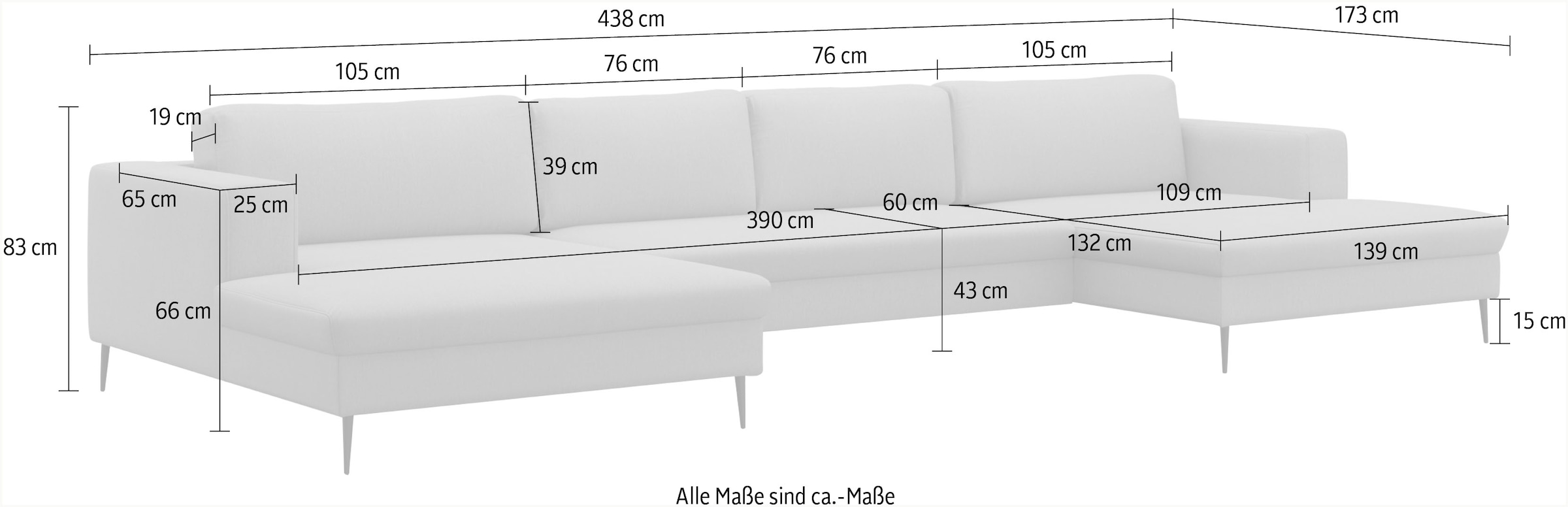 DOMO collection Wohnlandschaft »Modica U-Form aktuelles, kubisches Design mit 2 Recamieren, viel Platz« XXL, in moderner Optik mit, 2 großzügigen Recamieren, auch in Cord