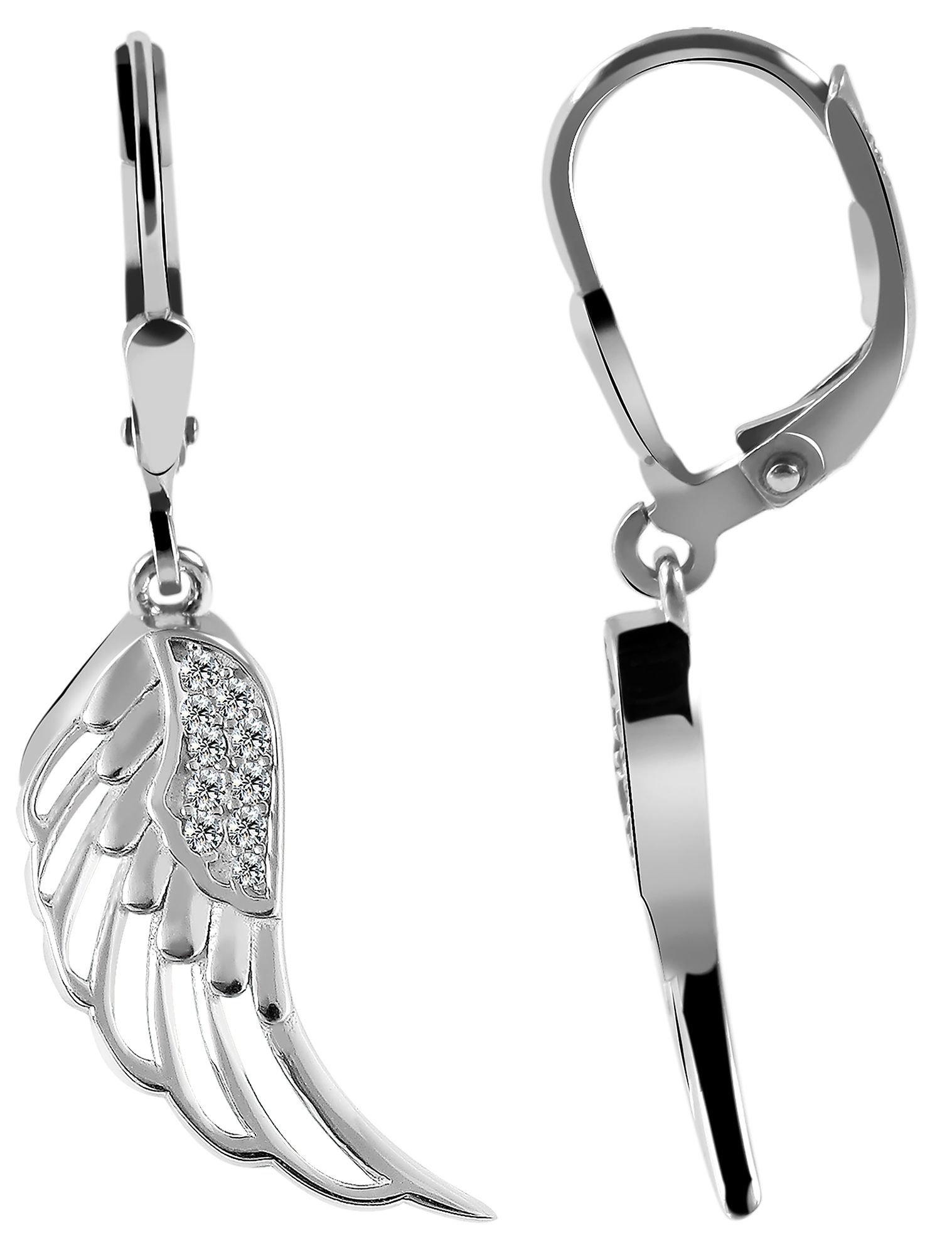 Adelia´s Paar Ohrhänger »Damen Ohrringe ¿ Ohrhänger Flügel aus 925 Silber mit Zirkonia«