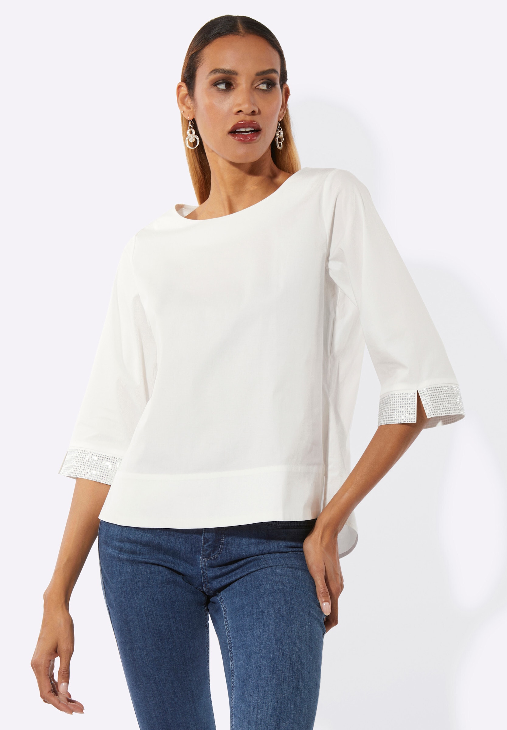 creation L Schlupfbluse »Schlupfbluse Schlupfbluse mit abgerundetem Saum«