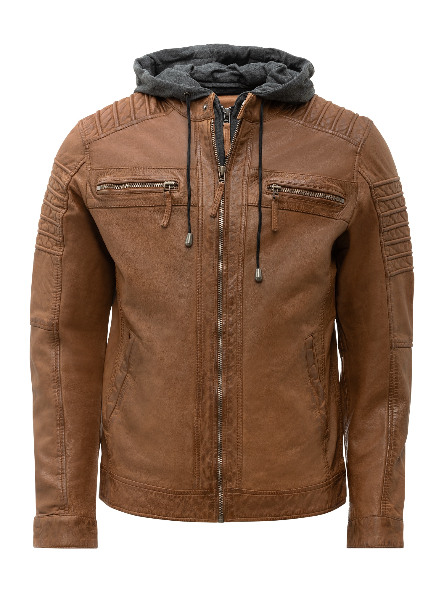 RICANO Bikerjacke »Lederjacke 12815 Hood« Abnehmbare Kapuze Handgefertigt aus echtem Leder