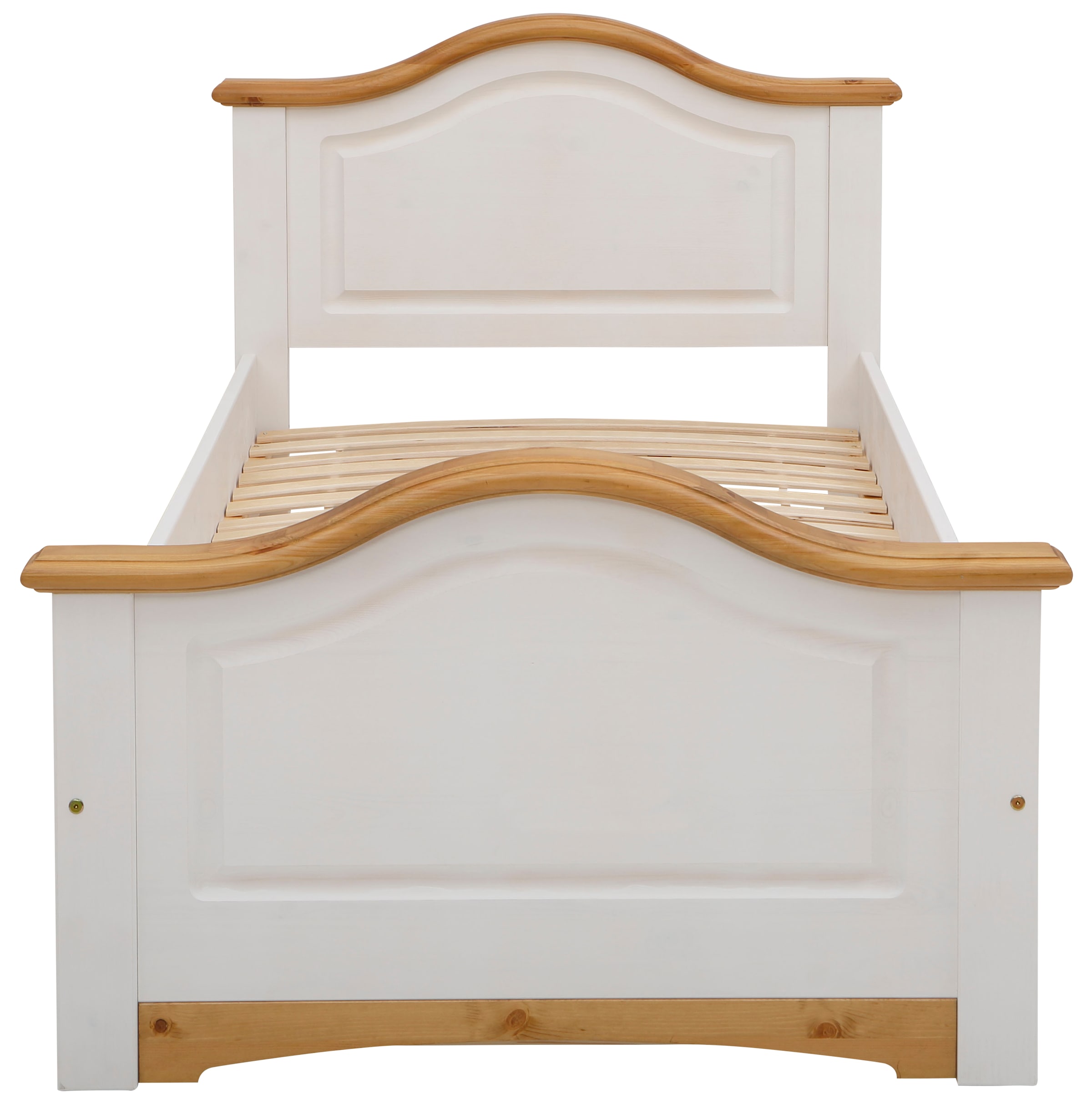 Home affaire Massivholzbett »Konrad, Stauraumbett, Messinggriffe, rustikaler Landhausstil«, inklusive 2 Schubladen, zertifiziertes Massivholz, FSC®