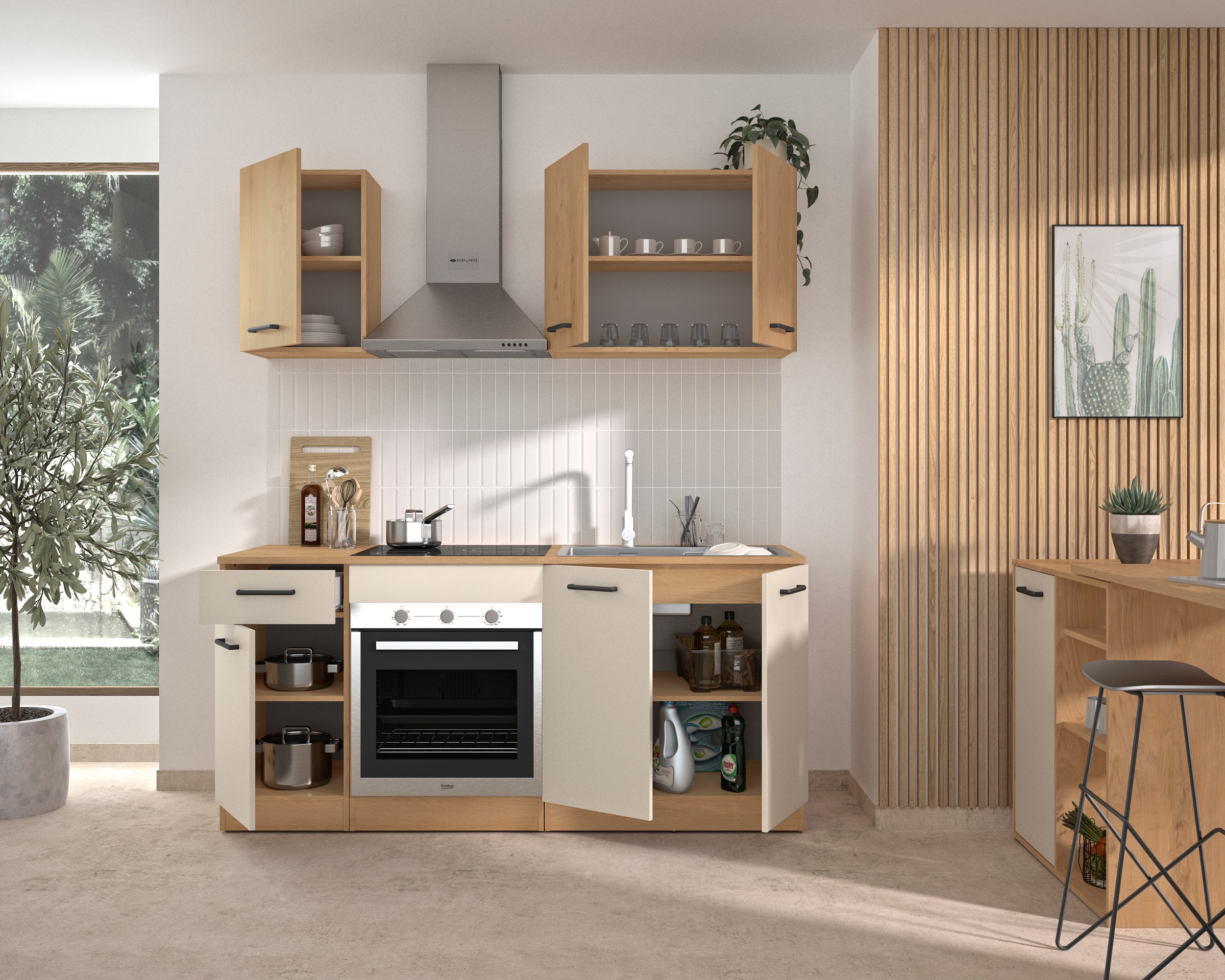 Gami Küchenzeile »Set A B180 ALPAGA« Set,  Ein sehr funktionales Küchenensemble