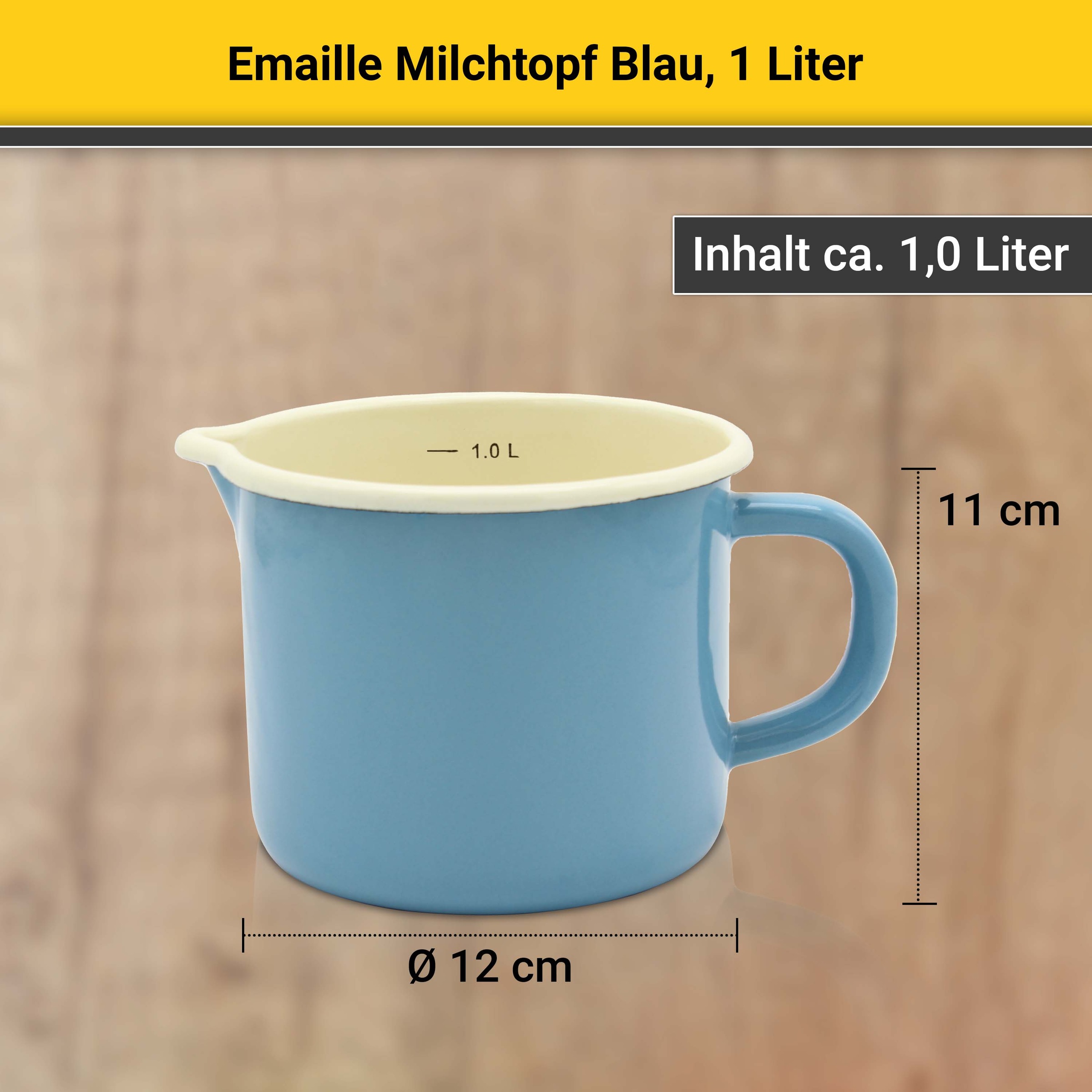 Krüger Milchtopf, Emaille, (1 tlg.), Literskala, 1 Liter, für Induktions-Kochfelder geeignet