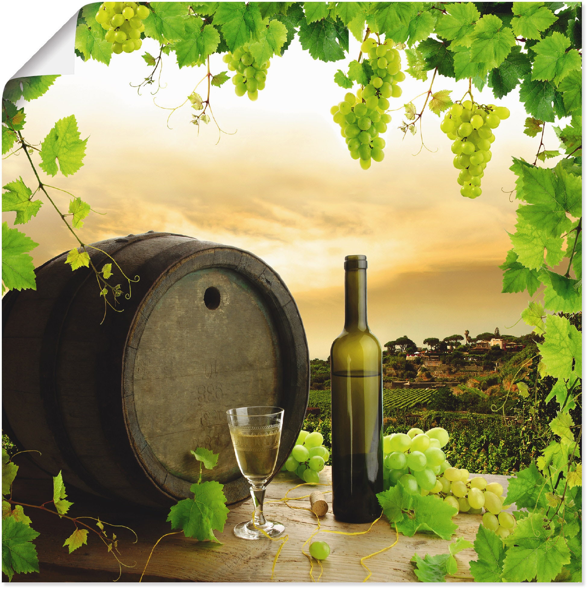 Artland Poster »Wein Trauben Reben Weinberg«, Wein Bilder, (1 St.), als Alubild, Leinwandbild, Wandaufkleber oder Poster in versch. Größen