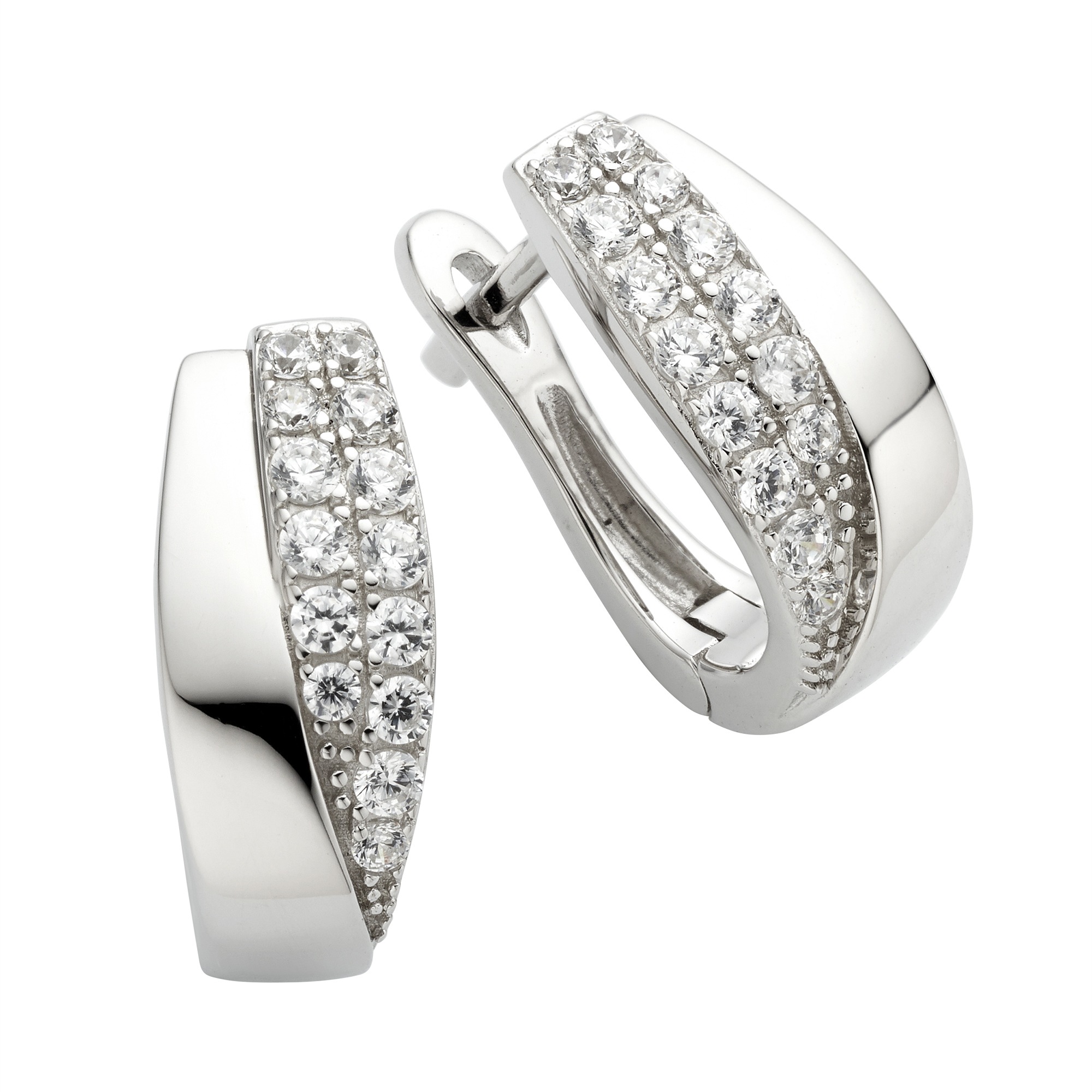 Zeeme Paar Creolen »925/- Sterling Silber Zirkonia weiß«, rhodiniert