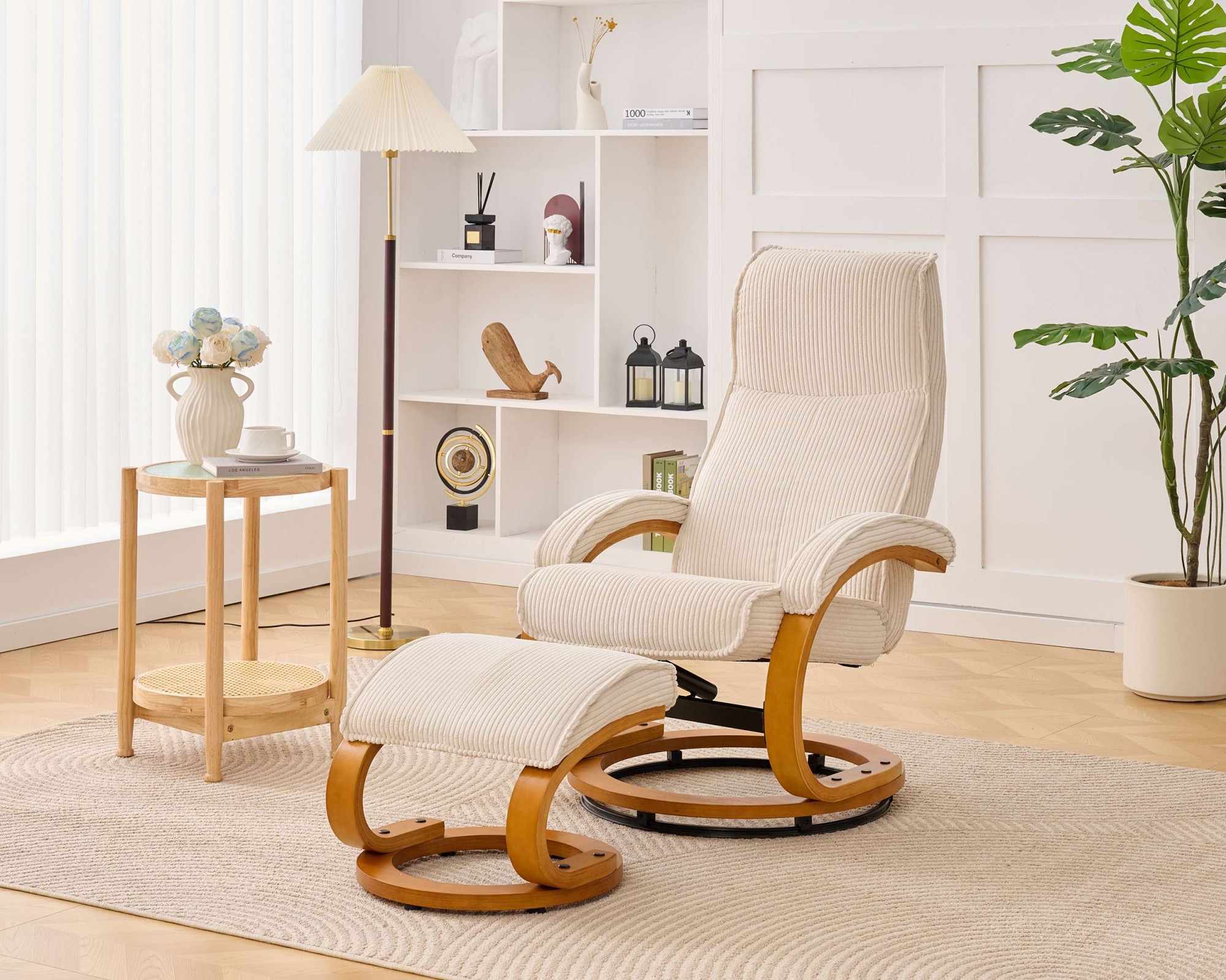 OTTO home Relaxsessel »mit Hocker PARIS neu: Cord - OTTO. Verlässliche Qualität.« Set, bestehend aus Sessel und Hocker, 2 Stk. tlg. manuelle Relaxfunktion mit Drehfunktion, neu: Cord-Bezug