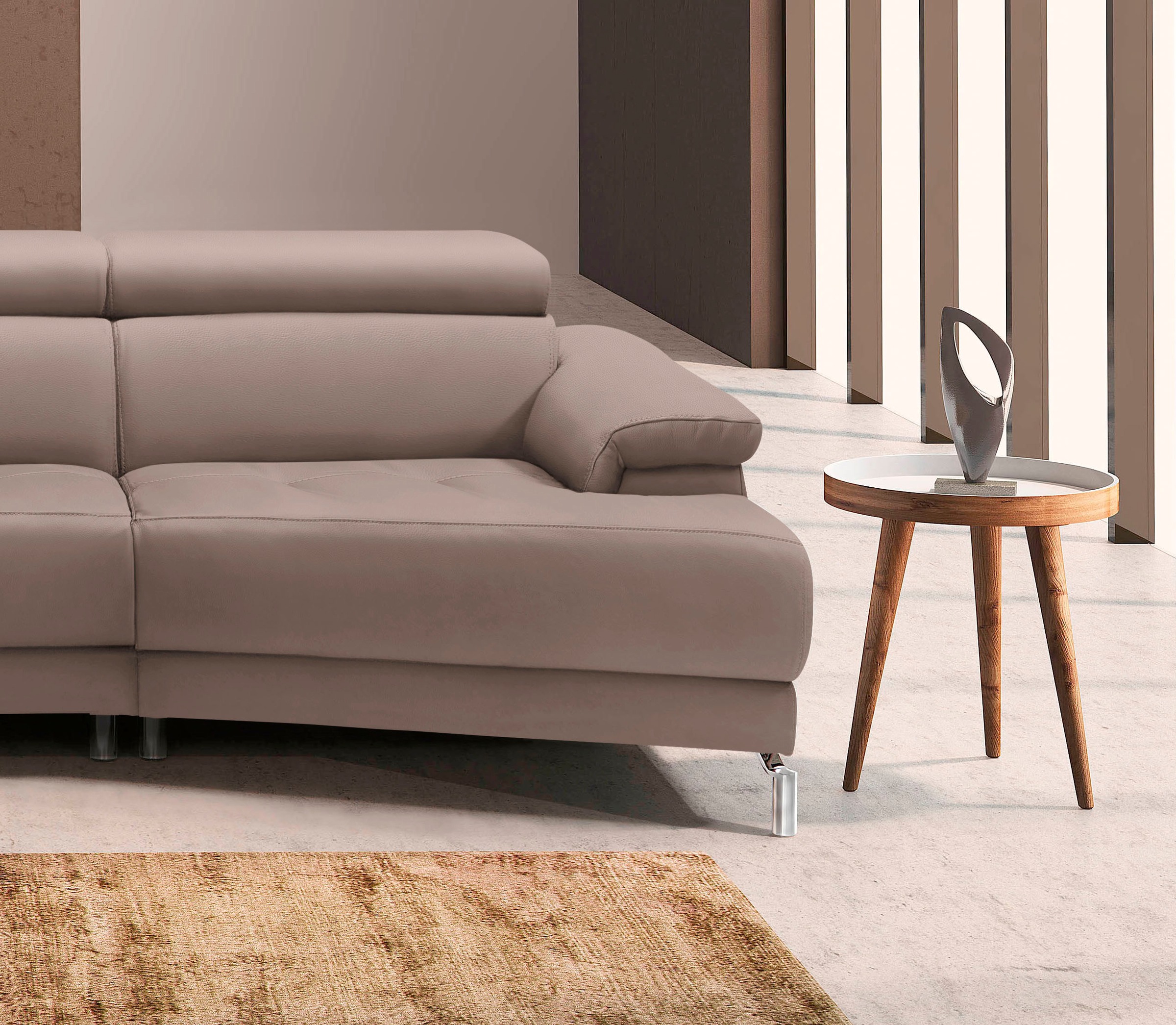 Egoitaliano Ecksofa »Soul, extravagantes Designsofa, Megasofa, super bequem, tolle Details«, mit Trapez-Abschlußelement, inkl verstellbarer Kopfteile