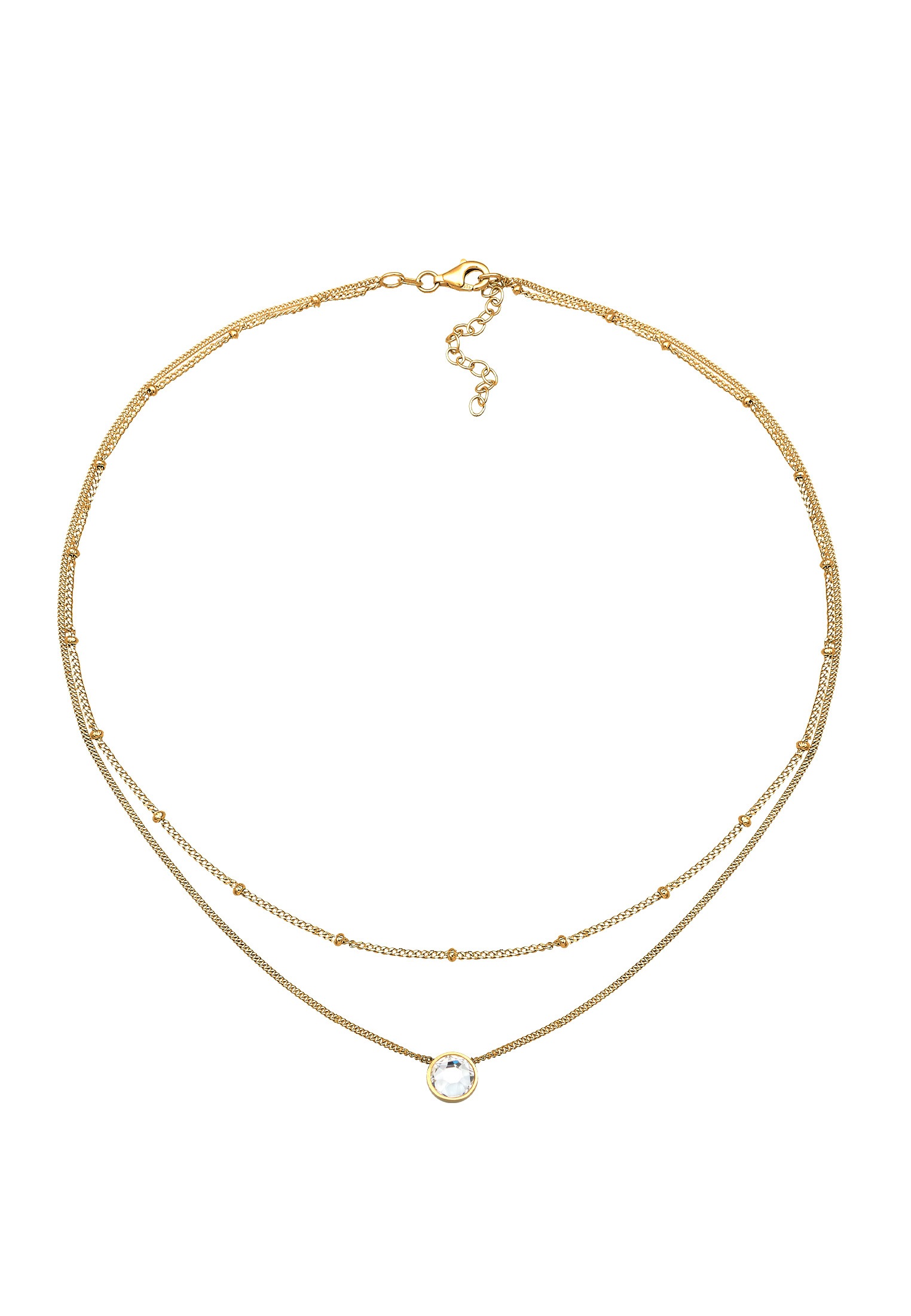 Elli Silberkette »Halskette Choker Layer Kristall Kugelkette 925 Silber«