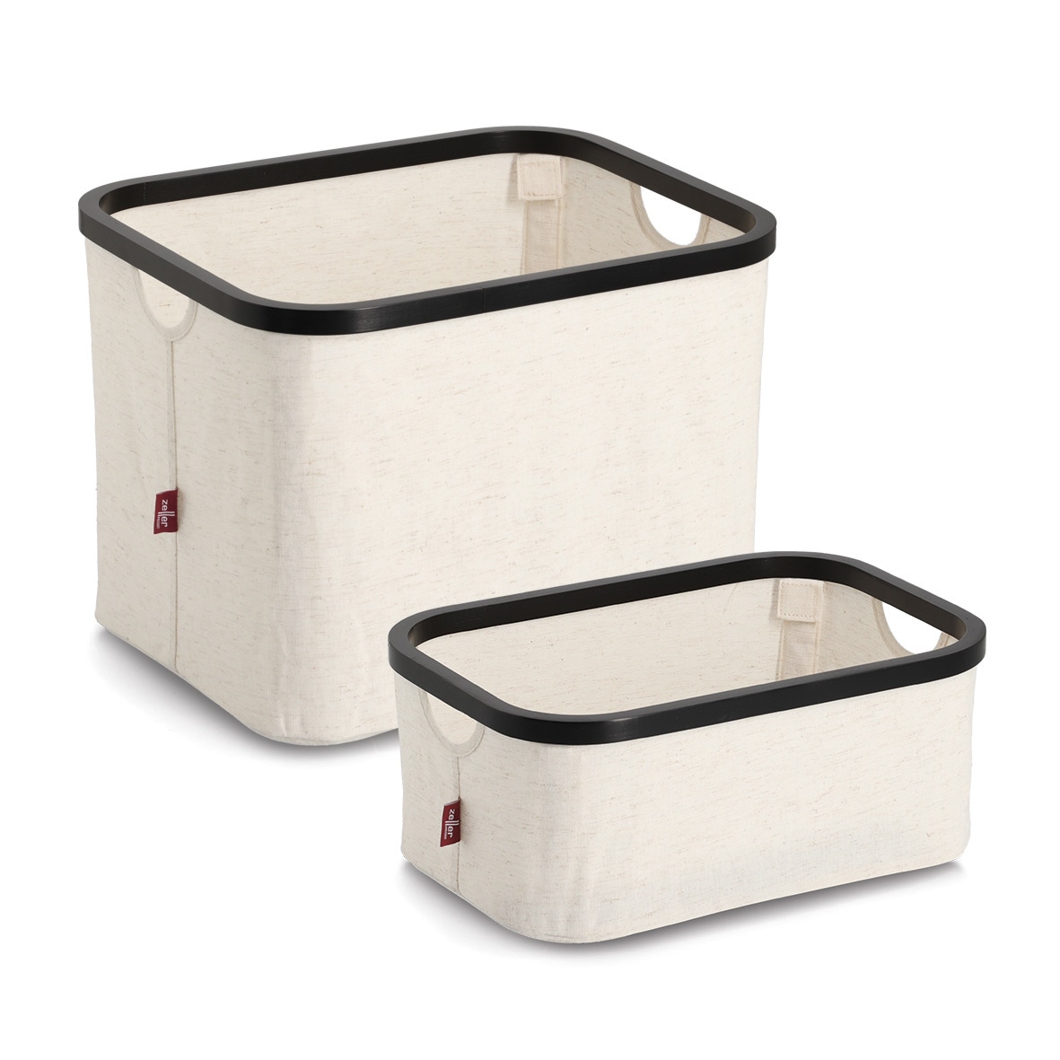 Zeller Present Aufbewahrungskorb »Aufbewahrungskorb, Polyester/Bambus« creme/schwarz, ca. 38x26x16 cm
