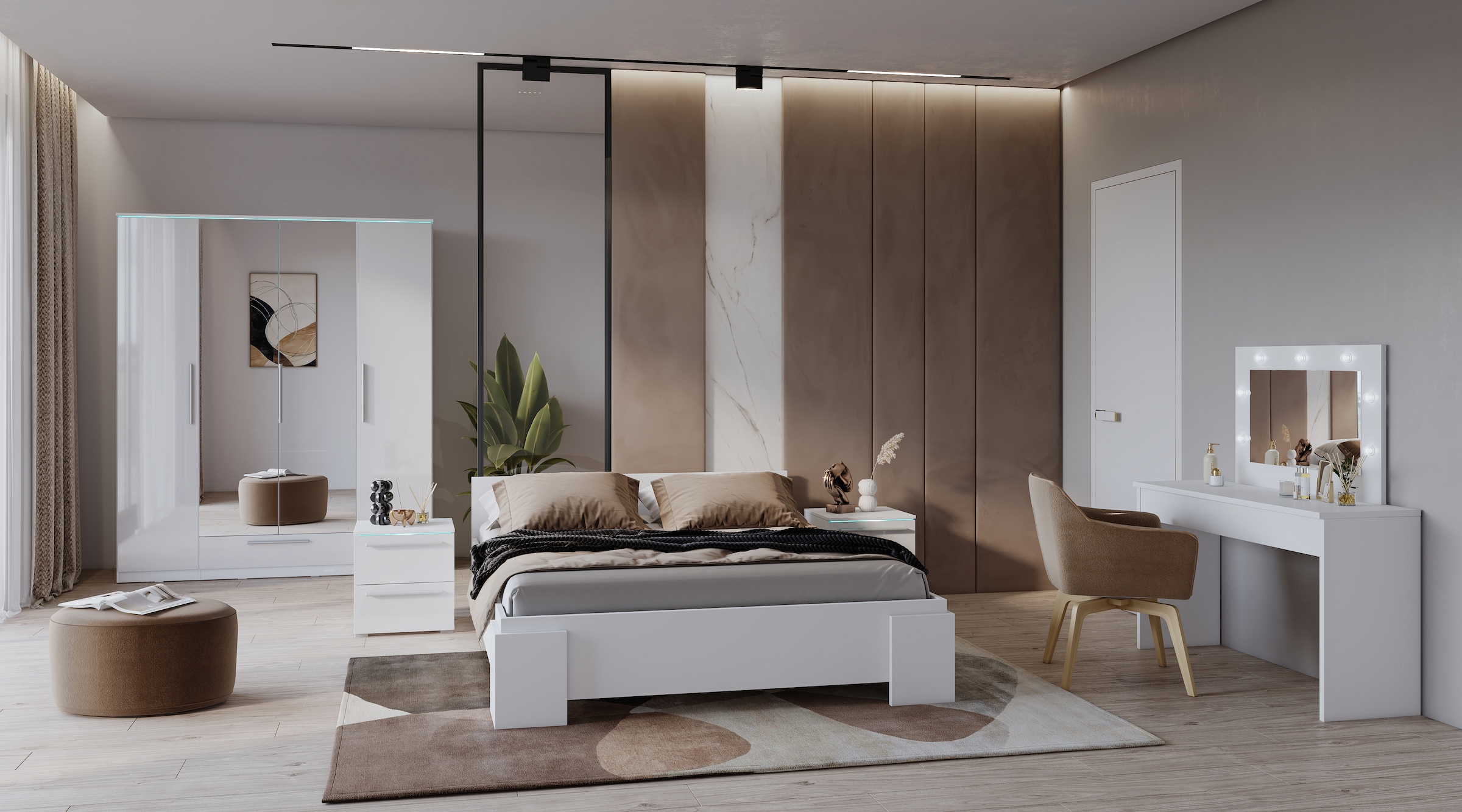 INOSIGN Bettgestell »India, FSC-zertifizierter Holzwerkstoff, Made in Europe«, Doppelbett 160x200 oder 180x200cm, weiß oder schieferfarben