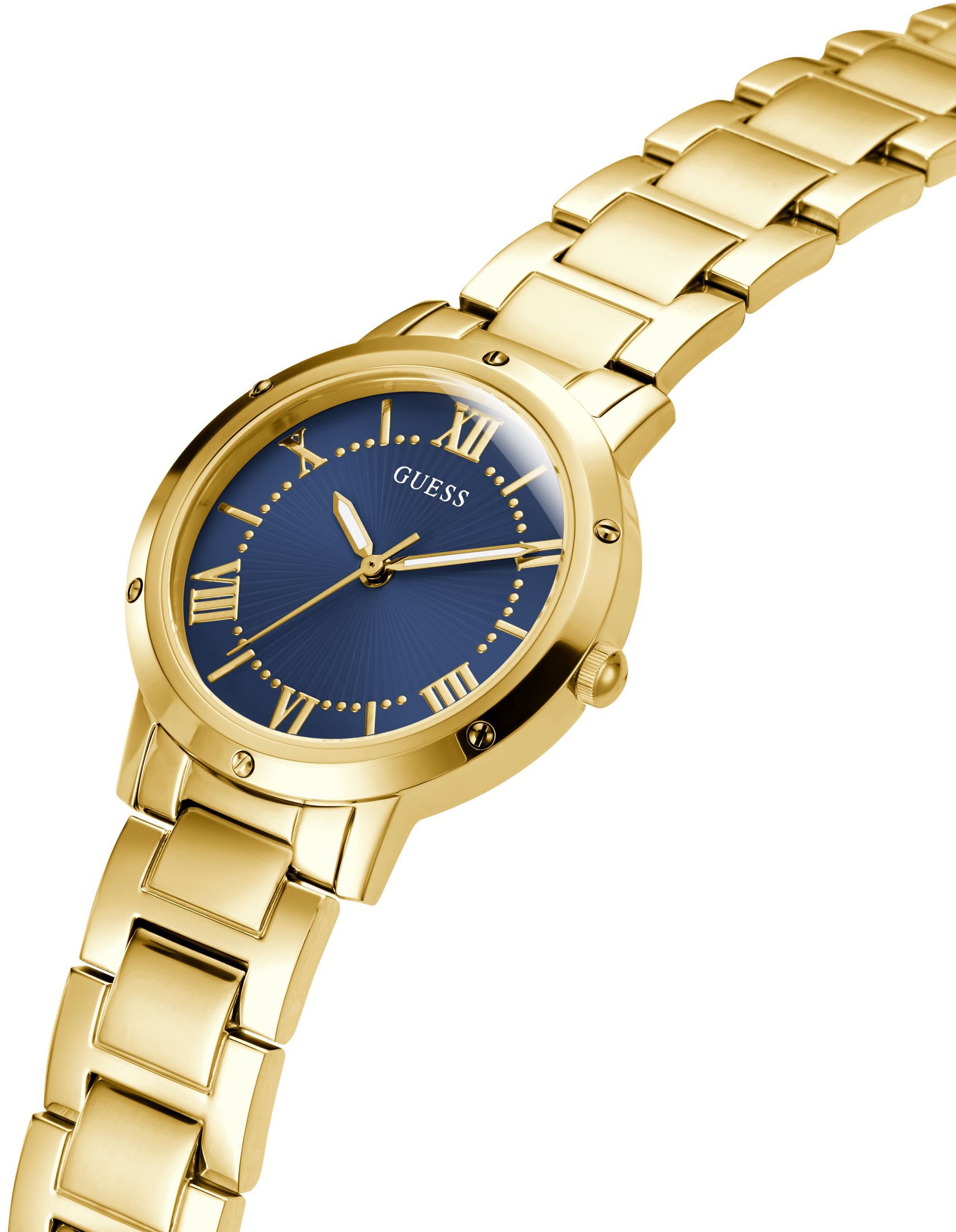 Guess Quarzuhr »DAWN« Armbanduhr, Damenuhr, Edelstahlarmband