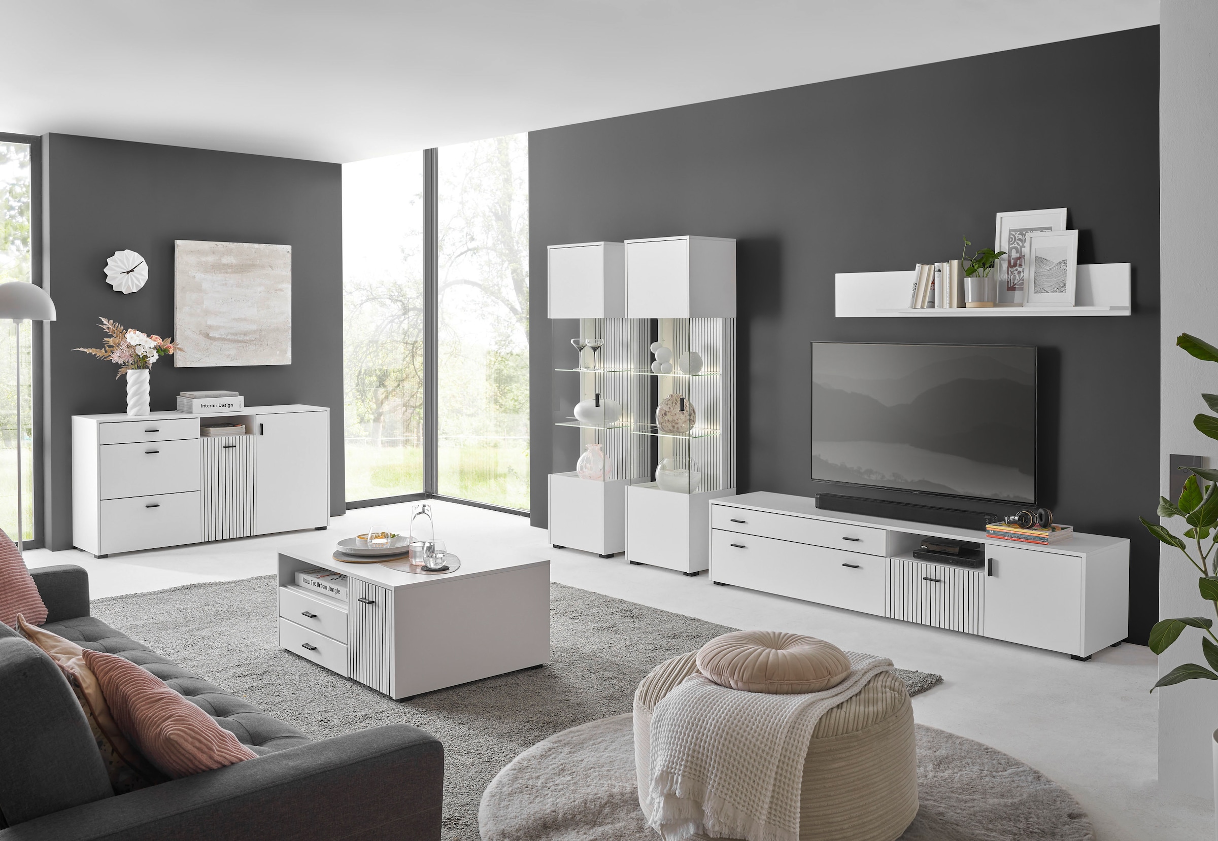 Home affaire Sideboard »Hudson« in moderner Trendfarbe, Griffe aus Metall (Schwarz), Breite 150 cm