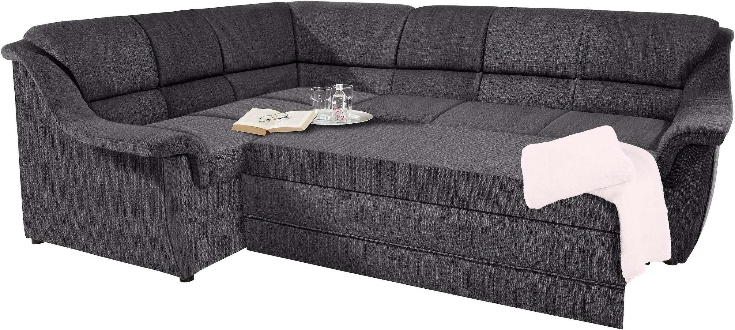 DOMO collection Ecksofa »Lale zeitlose Formensprache, komfortabel, L-Form«, mit langem Schenkel, wahlweise mit Bettfunktion